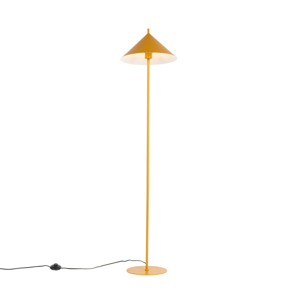 Qazqa Stehlampe Triangolo, ohne Leuchtmittel, E27, Gelb, Design, Stahl, 1-flammig