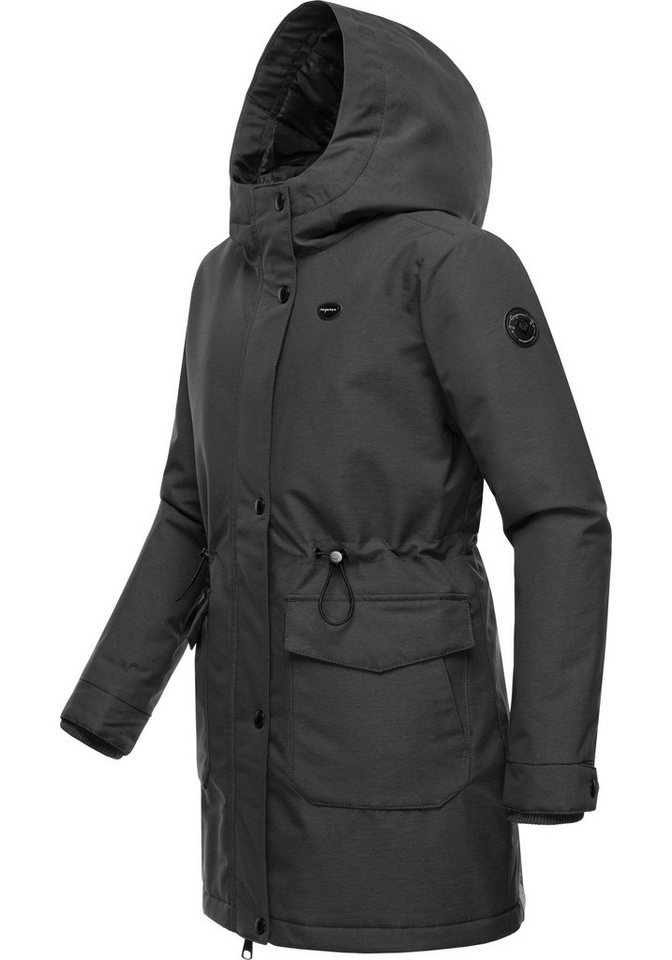 Ragwear Winterjacke Rezinka Mädchen Winterparka mit Kapuze, Mädchen Jacke  mit Taillienzugband + großen Taschen