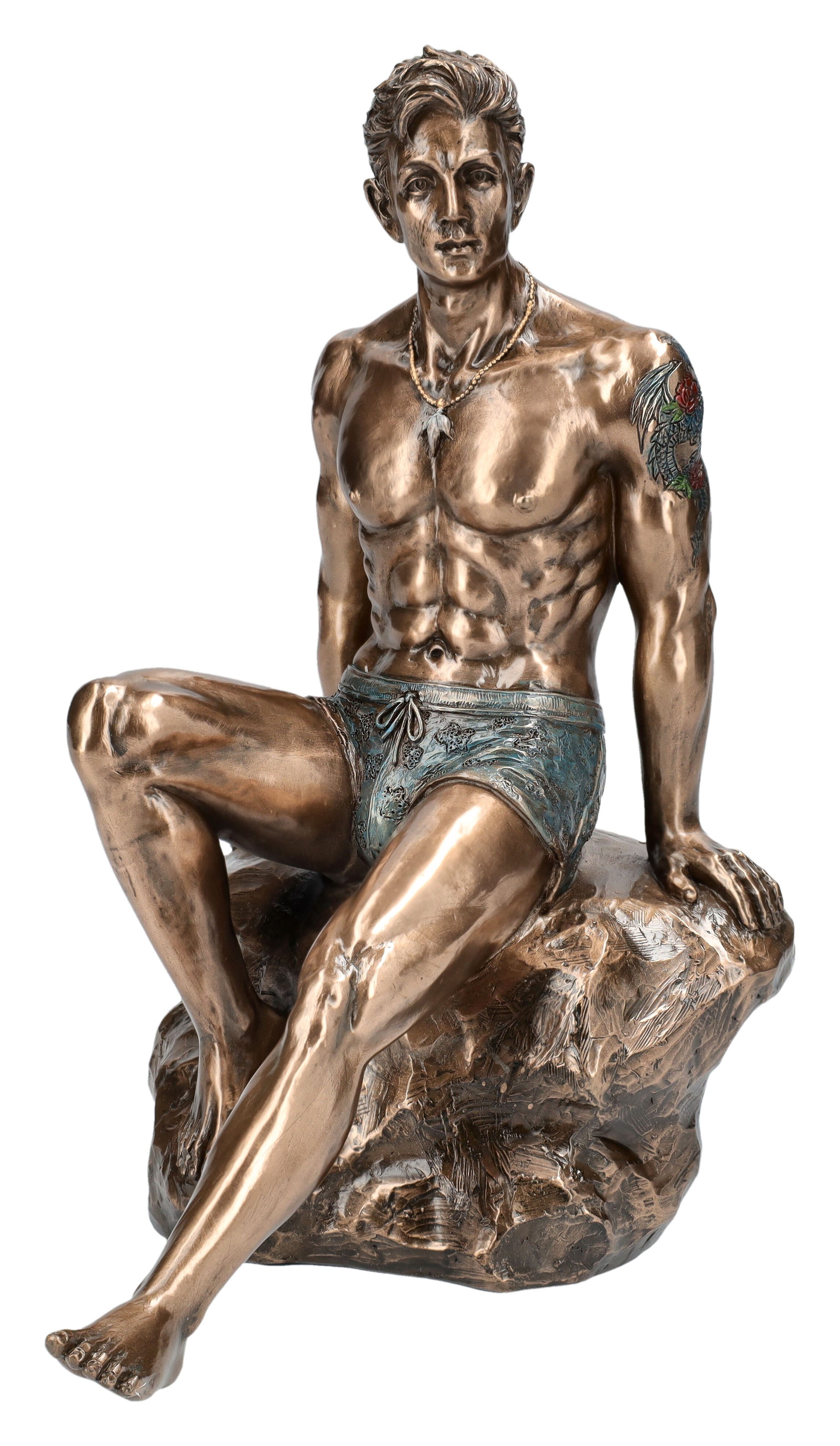 Figuren Shop GmbH Dekofigur Tätowierter Mann Statue – Akt Figur bronziert Veronese 21 cm Dekofigur