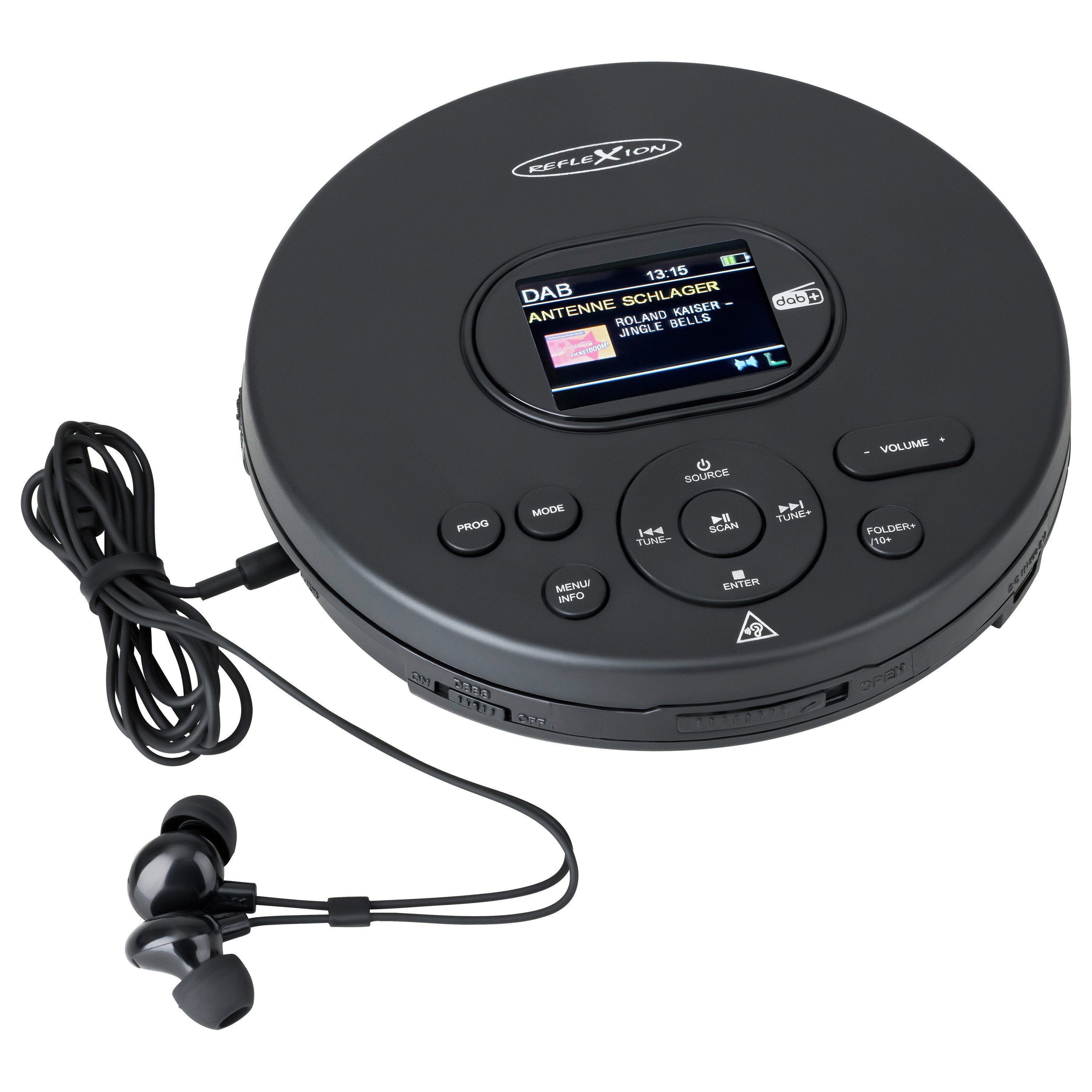 Reflexion PCD540DAB CD/MP3-Player mit DAB+ Digitalradio tragbarer CD-Player (LCD-Farbdisplay, Hörbuchfunktion, Ohrhörer, 8 Std. Akkulaufzeit)