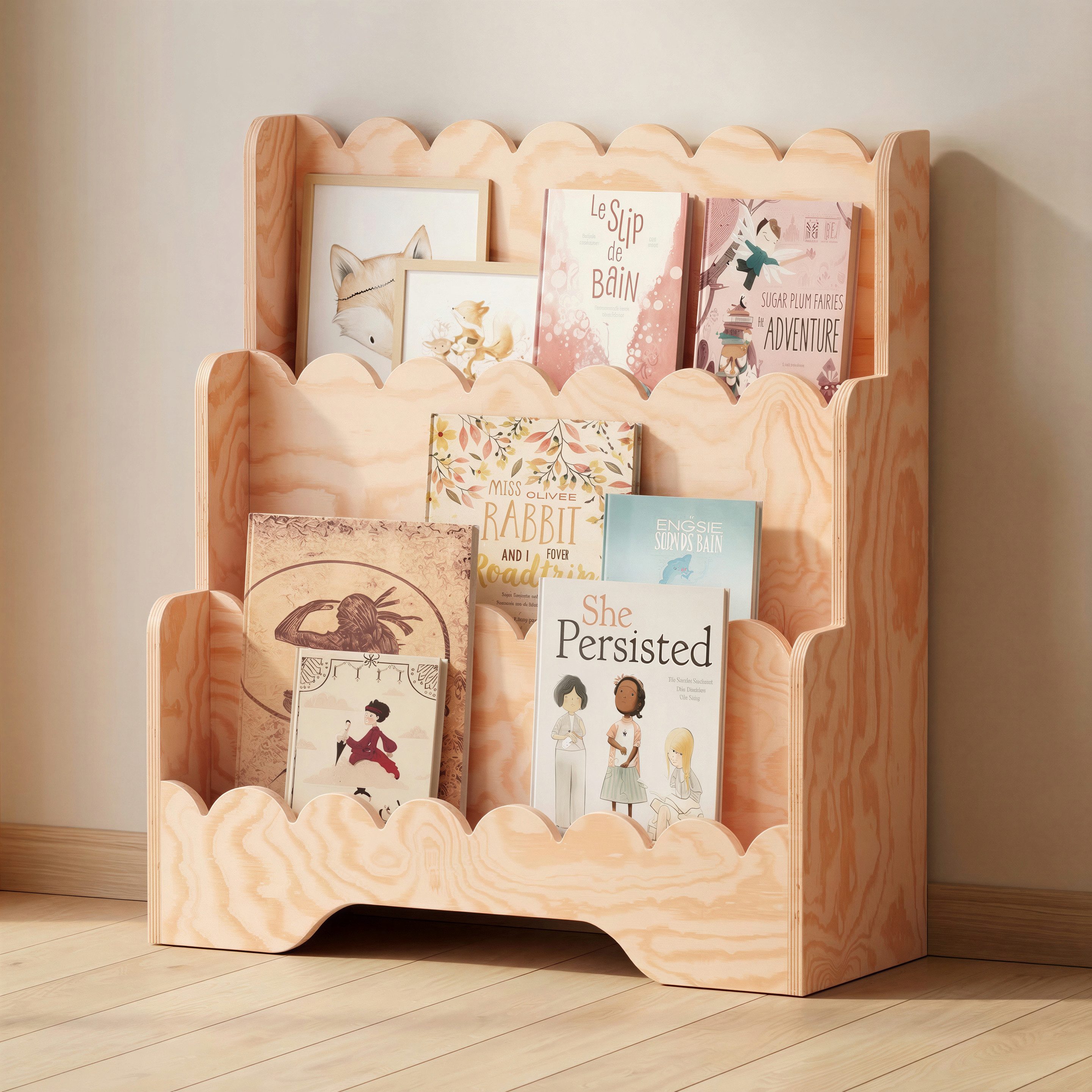 Smartwood Kinderregal Montessori, Bücherregal Kinder, FSC-Kiefernholz, Natur, LULU