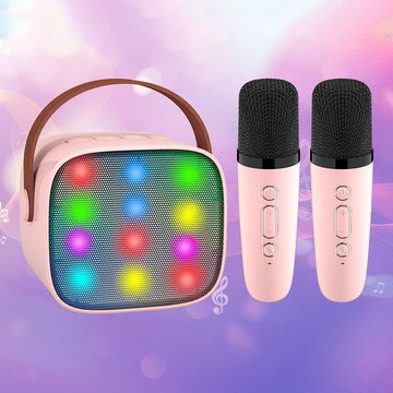 AKKEE Mikrofon Karaoke Maschine mit 2 Drahtlosen Mikrofonen (mit Stimme wechselnde Effekte & LED-Lichter Jungen Mädchen Geschenke), Tragbares Bluetooth Karaoke Maschine für Kinder Erwachsene