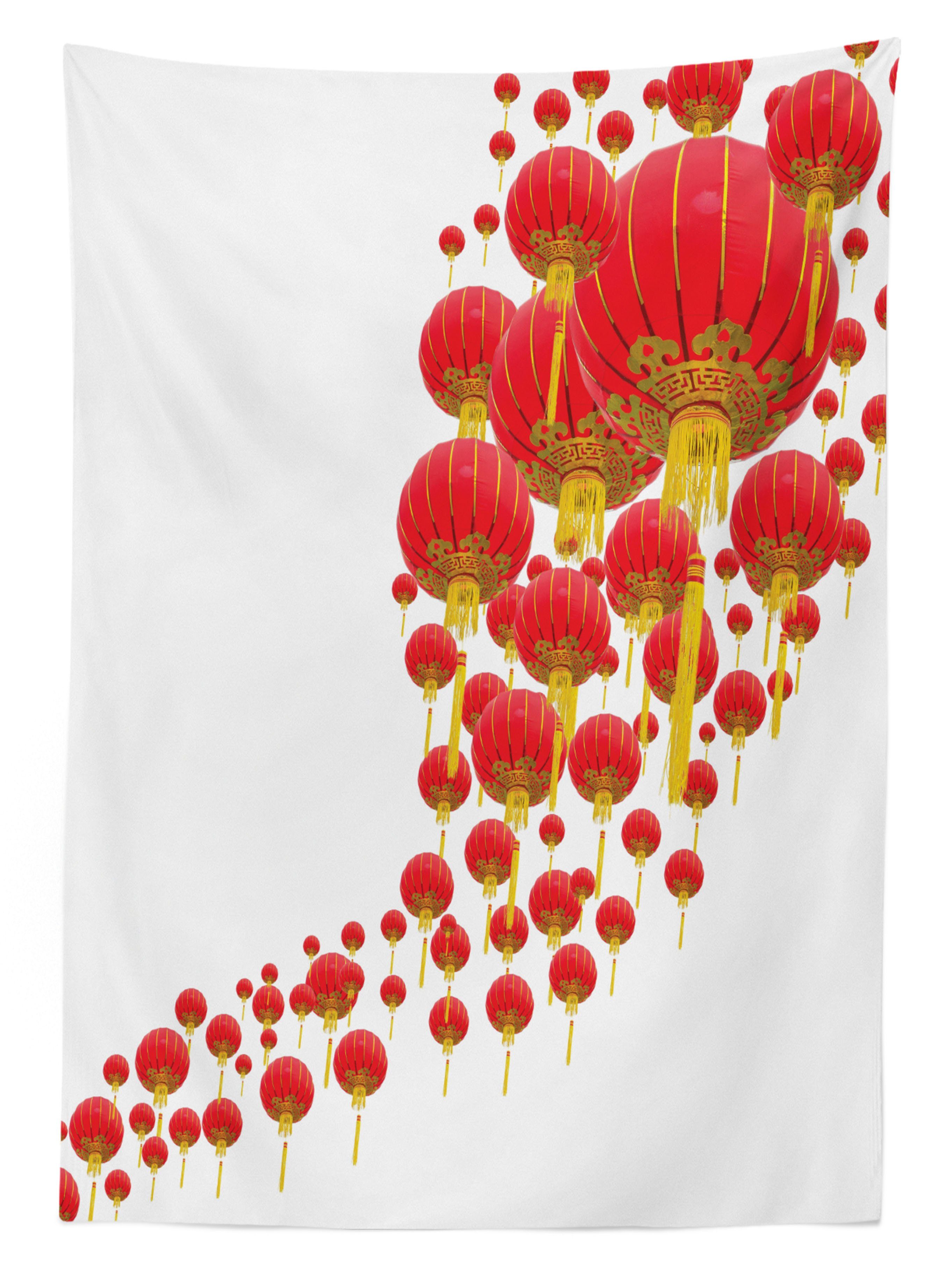 asiatisch Tischdecke Farben, Chinesische geeignet Himmel in Klare Bereich Abakuhaus Außen Waschbar den Farbfest Laternen Für