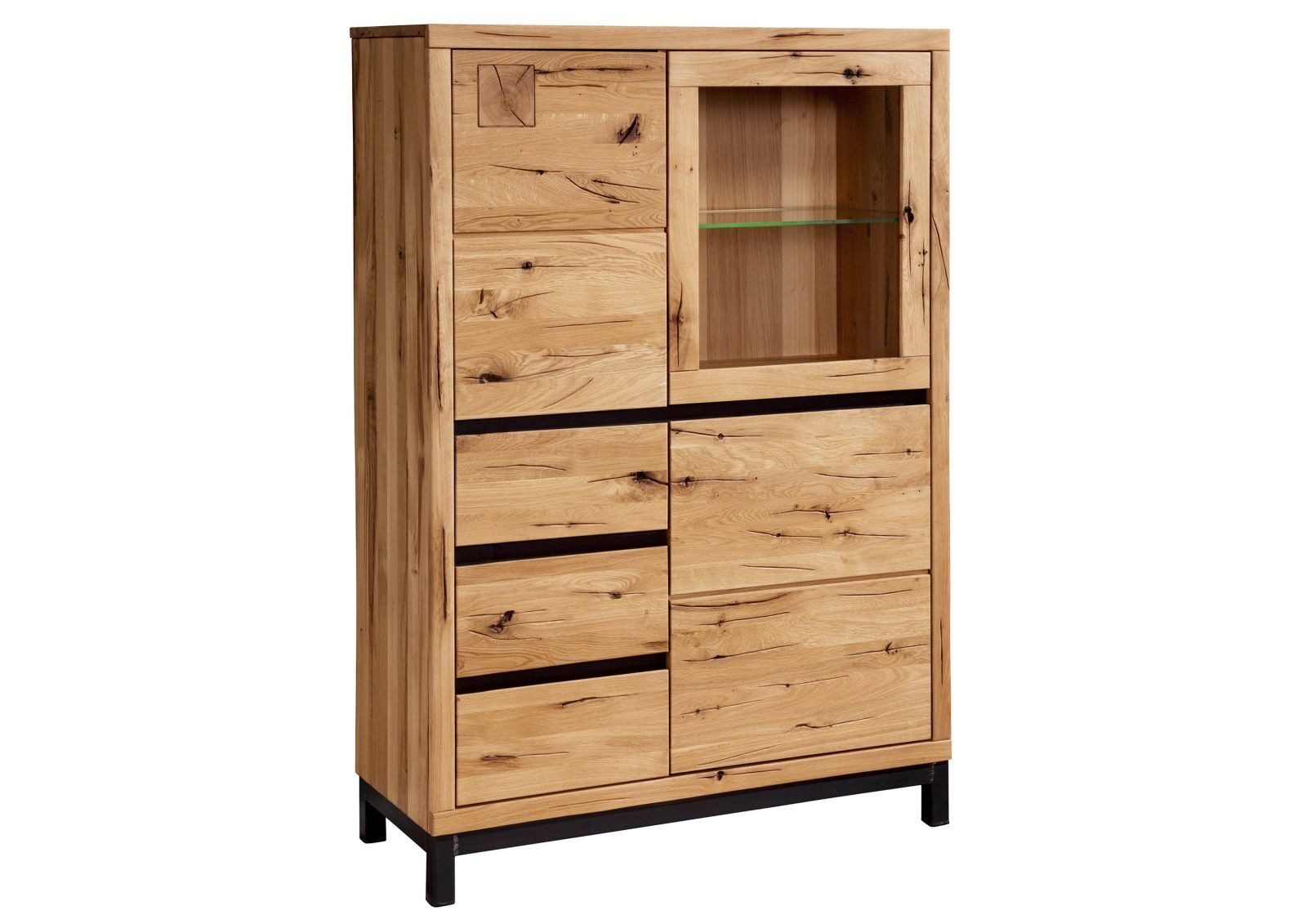 Massivmoebel24 Highboard VILLANDERS Wildeiche Massivholz natur (Massivholz montiert 97 kg VILLANDERS #106), Wildeiche 103x40x148 cm (BxTxH) natur geölt