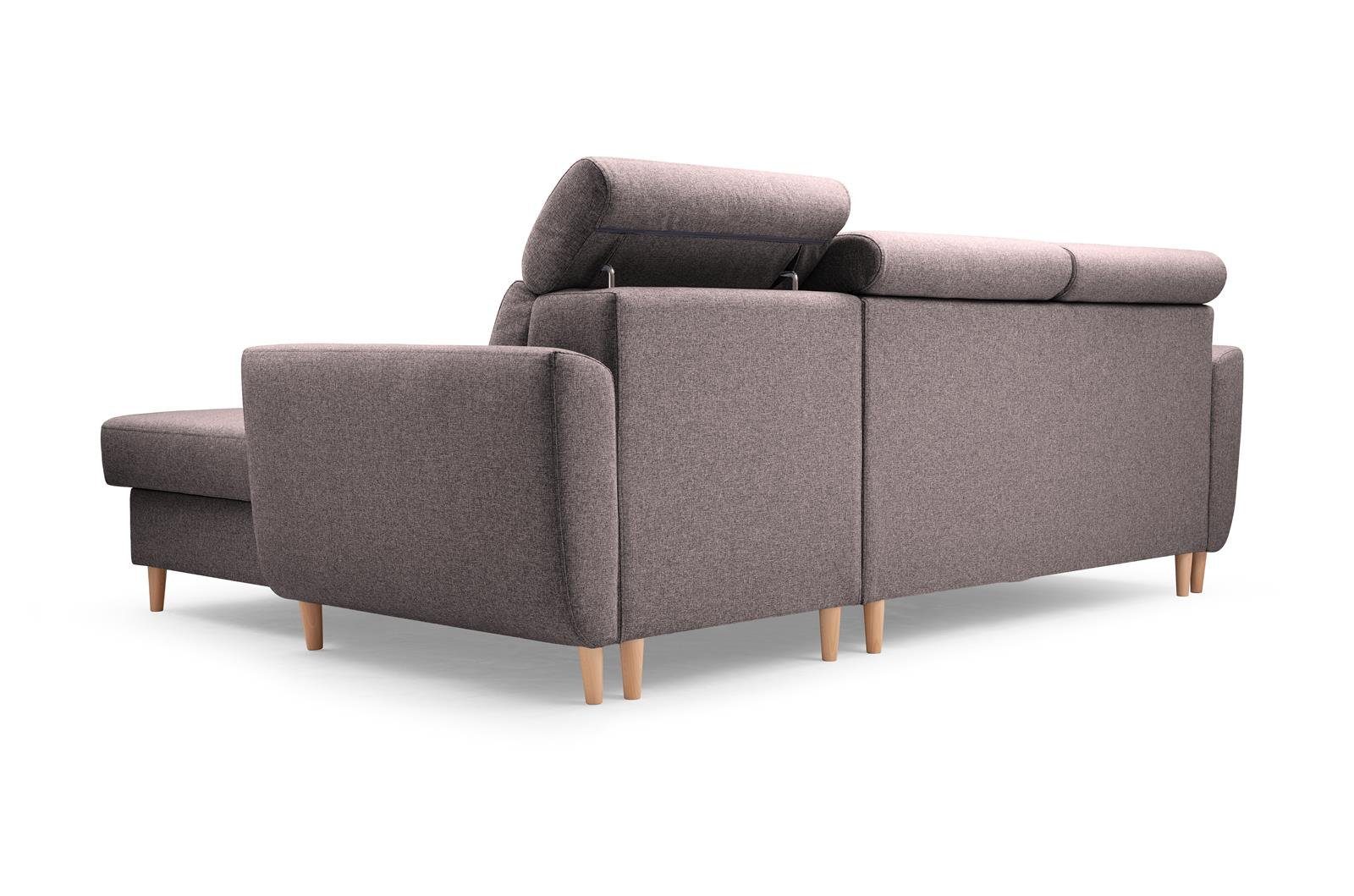 Beautysofa Ecksofa Modern universelle Sofa cappucino Couch GUSTAW Schlaffunktion mit Ecksofa