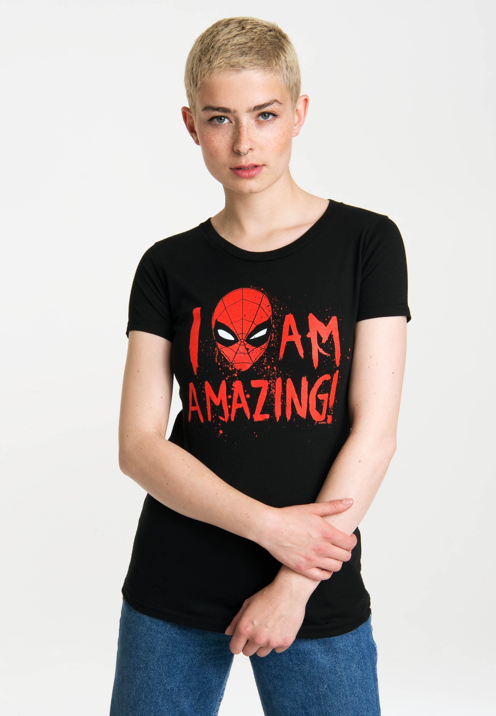 LOGOSHIRT T-Shirt Marvel Comics mit lizenzierten Originaldesign, Mit  Spiderman-Print auf der Front als Highlight