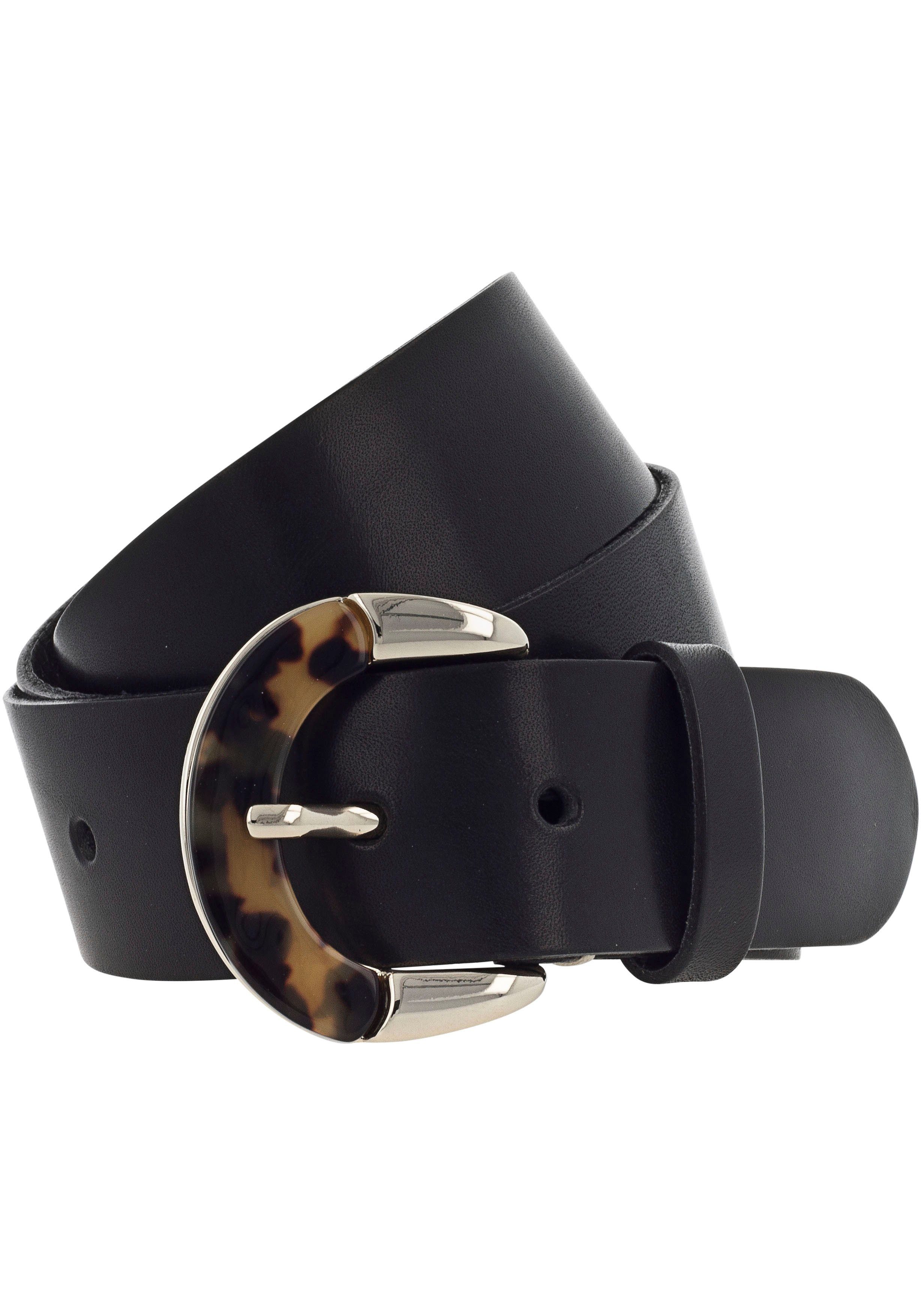 Schließe Ledergürtel b.belt schwarz Animal-Design mit