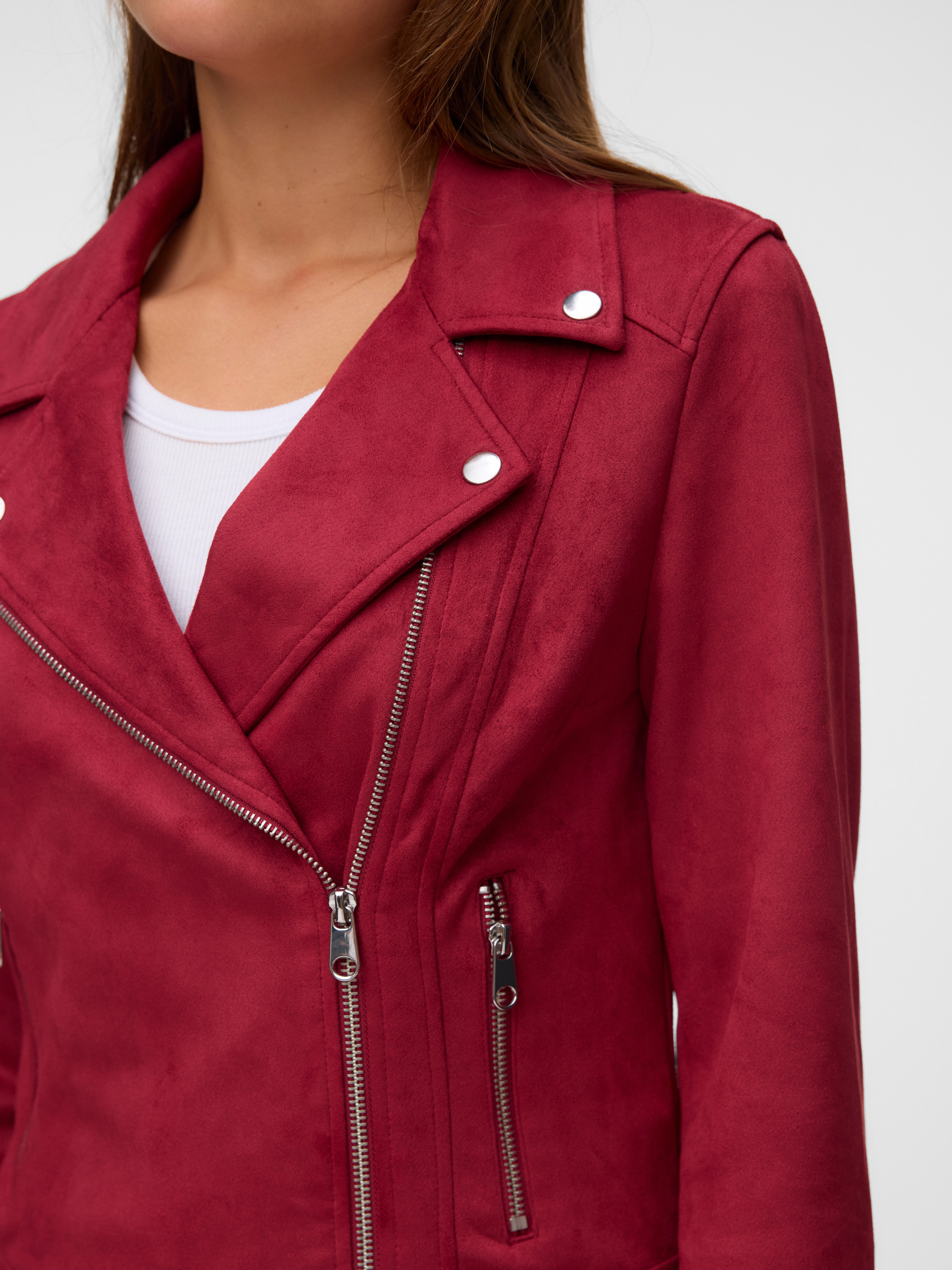 Vero Moda Bikerjacke VMJOSE SHORT FAUX SUEDE JACKET GA NOOS mit asymetrischem Reißverschluss