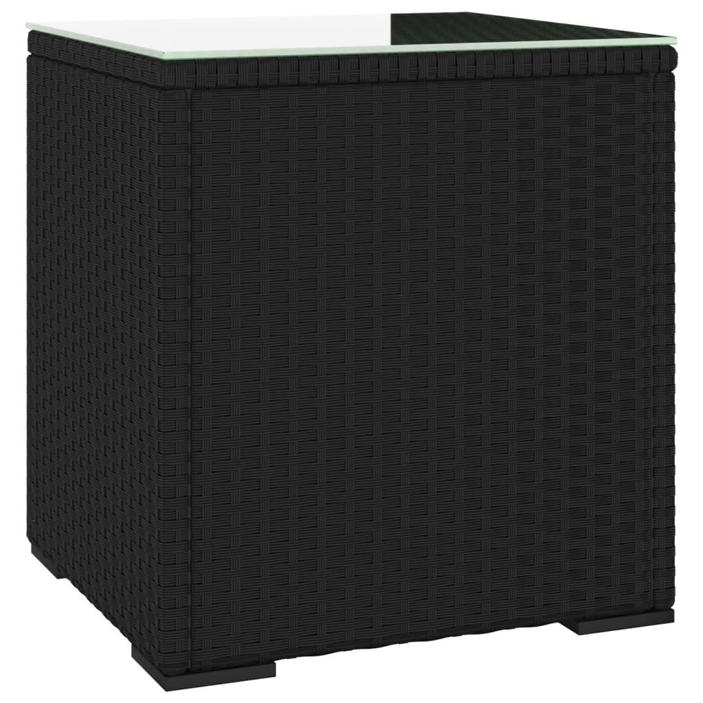 vidaXL Beistelltisch, Ablagetisch Schwarz 40x37x40,5 cm Polyrattan und Hartglas