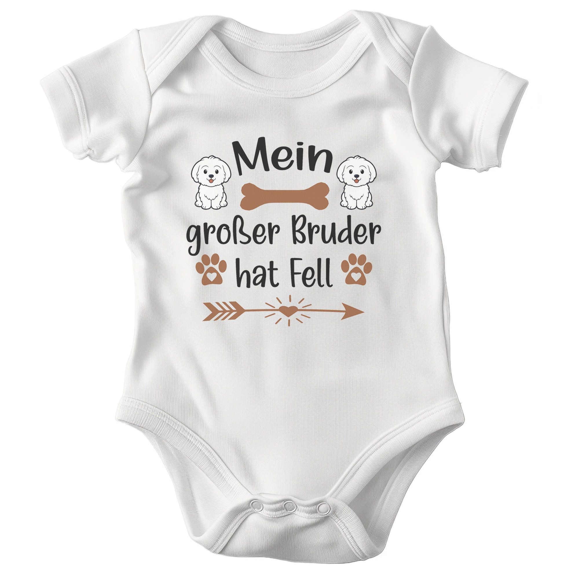 22Feels Kurzarmbody Bio Unisex Babybody Weiß Malteser Hundeküsse Geschenk 1. Geburtstag BIO-Baumwolle - In Deutschland Bedruckt - Niedlicher Print