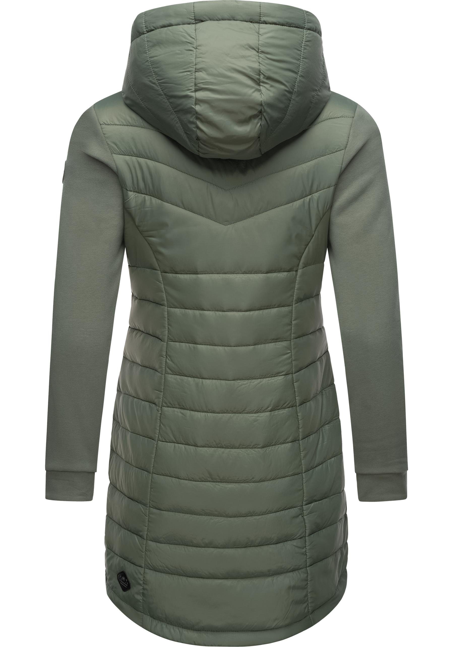 Ragwear Steppmantel Lucinda Long Mantel aus modernem Materialmix mit Kapuze