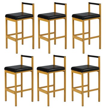 Powerwill Essgruppe Essgruppe (Set mit Esstisch, 6 Stühlen), rechtwinkliger Esstisch, Küchentisch-Set mit Stahlgestell, Esszimmerstühle, Weiß und Gold