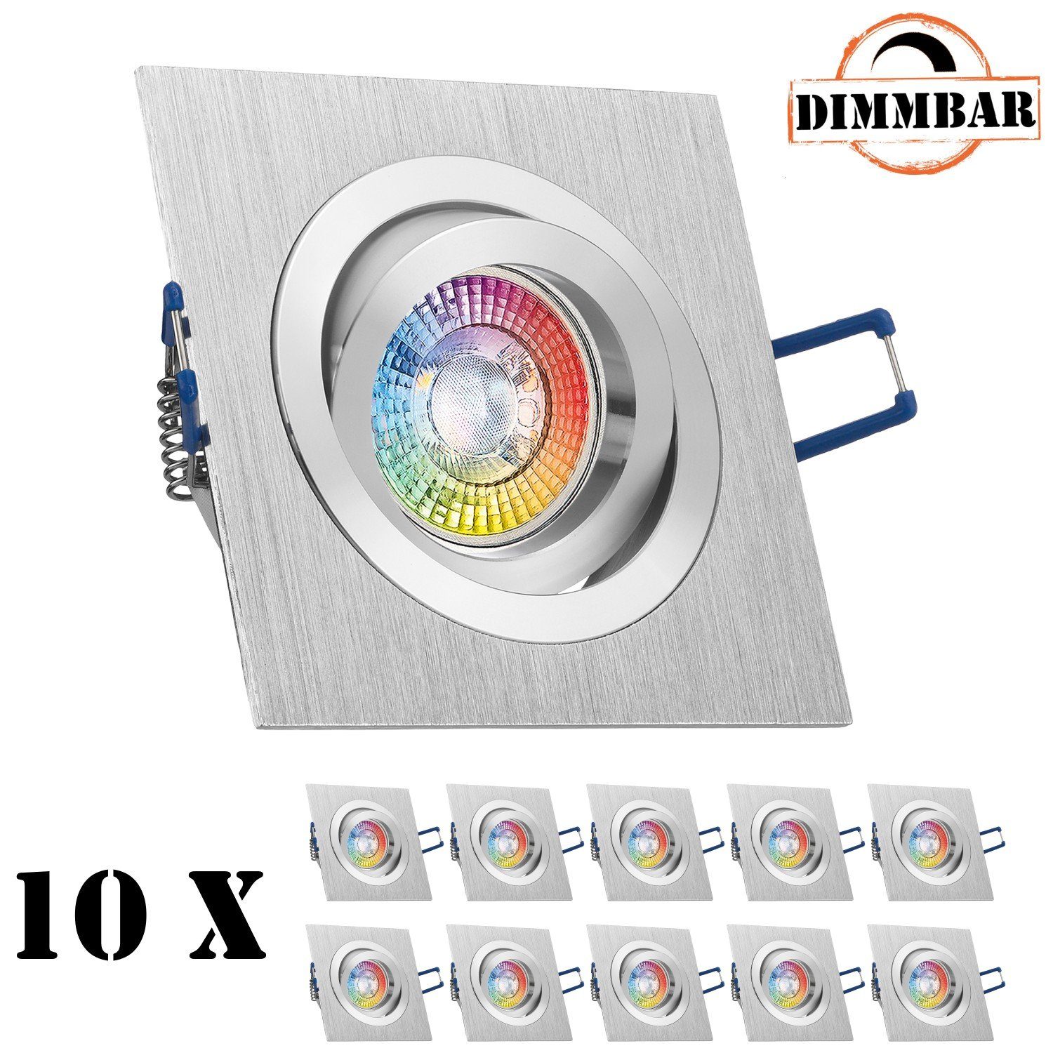 LEDANDO LED Einbaustrahler 10er RGB LED Einbaustrahler Set extra flach in bicolor - zweifarbig mi