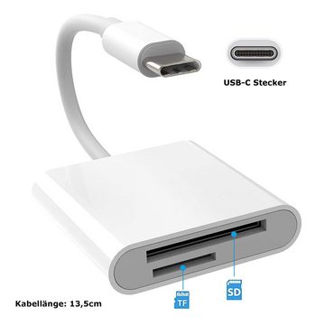 Bolwins Speicherkartenleser I56 2in1 USB-C SD TF Kartenleser Kabel Adapter f iPad Pro Mac Android