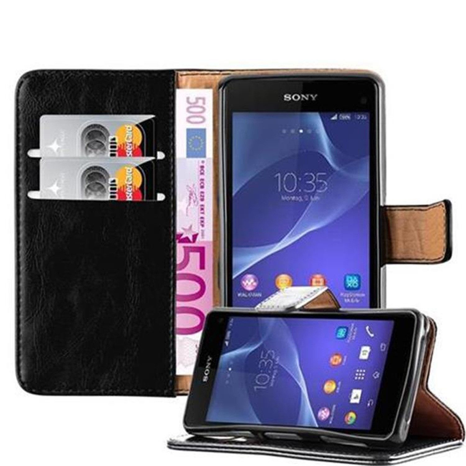 Cadorabo Handyhülle für Sony Xperia Z1 COMPACT Hülle Sony Xperia Z1 COMPACT, Klappbare Handy Schutzhülle - Hülle - mit Standfunktion und Kartenfach