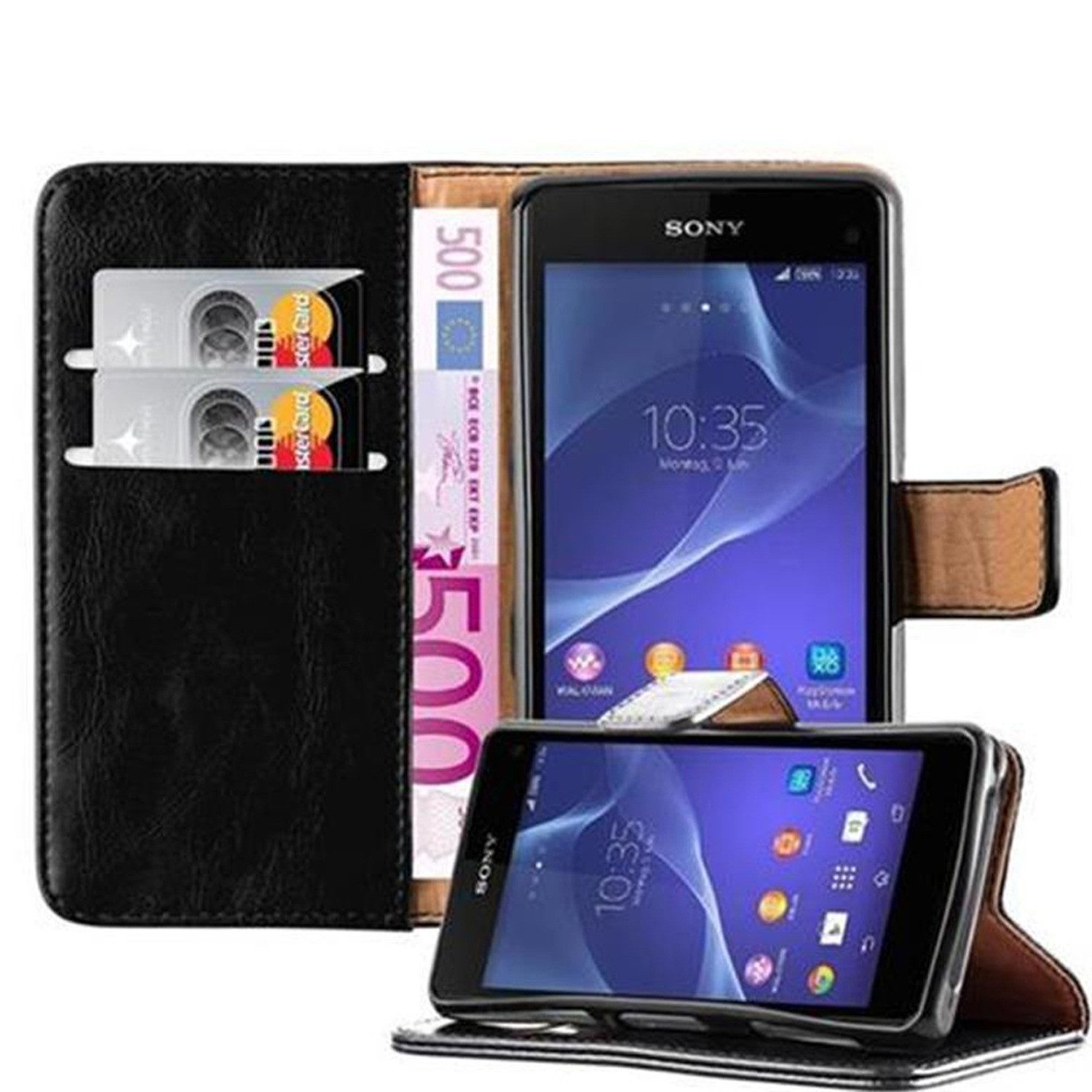 Cadorabo Handyhülle Sony Xperia Z1 COMPACT Sony Xperia Z1 COMPACT, Klappbare Handy Schutzhülle - Hülle - mit Standfunktion und Kartenfach