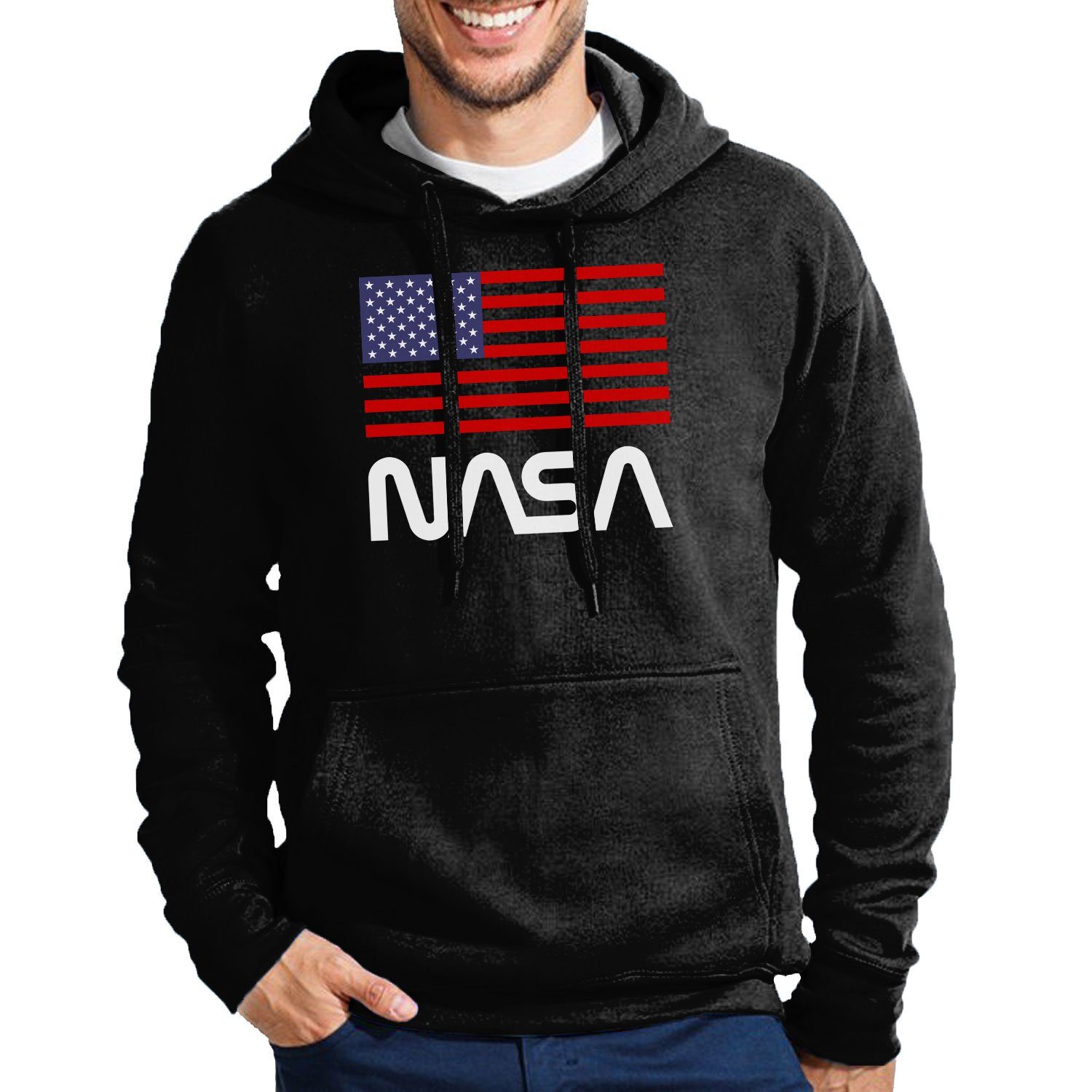 Rakete Nasa Herren Amerika NASA Mit Kapuze Hoodie Blondie USA & Schwarz Brownie