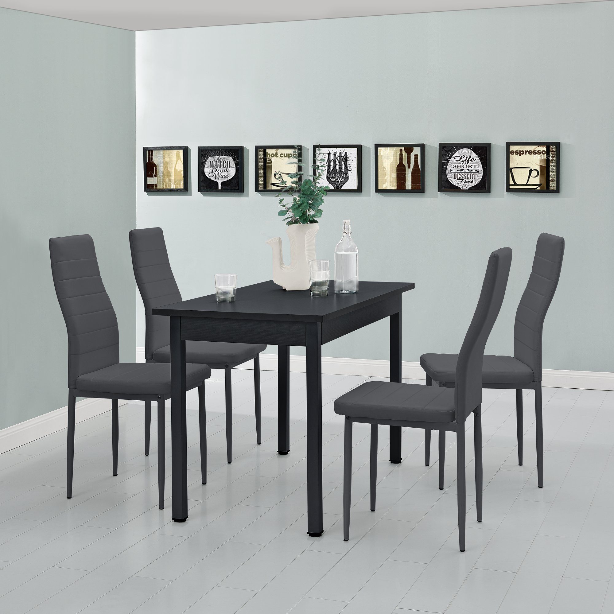 en.casa Essgruppe, (Set, 5-tlg., Esstisch mit 4 Stühlen), »Jørpeland«  Küchentisch 120x60 cm Kunstleder Esszimmerstuhl weiß online kaufen | OTTO