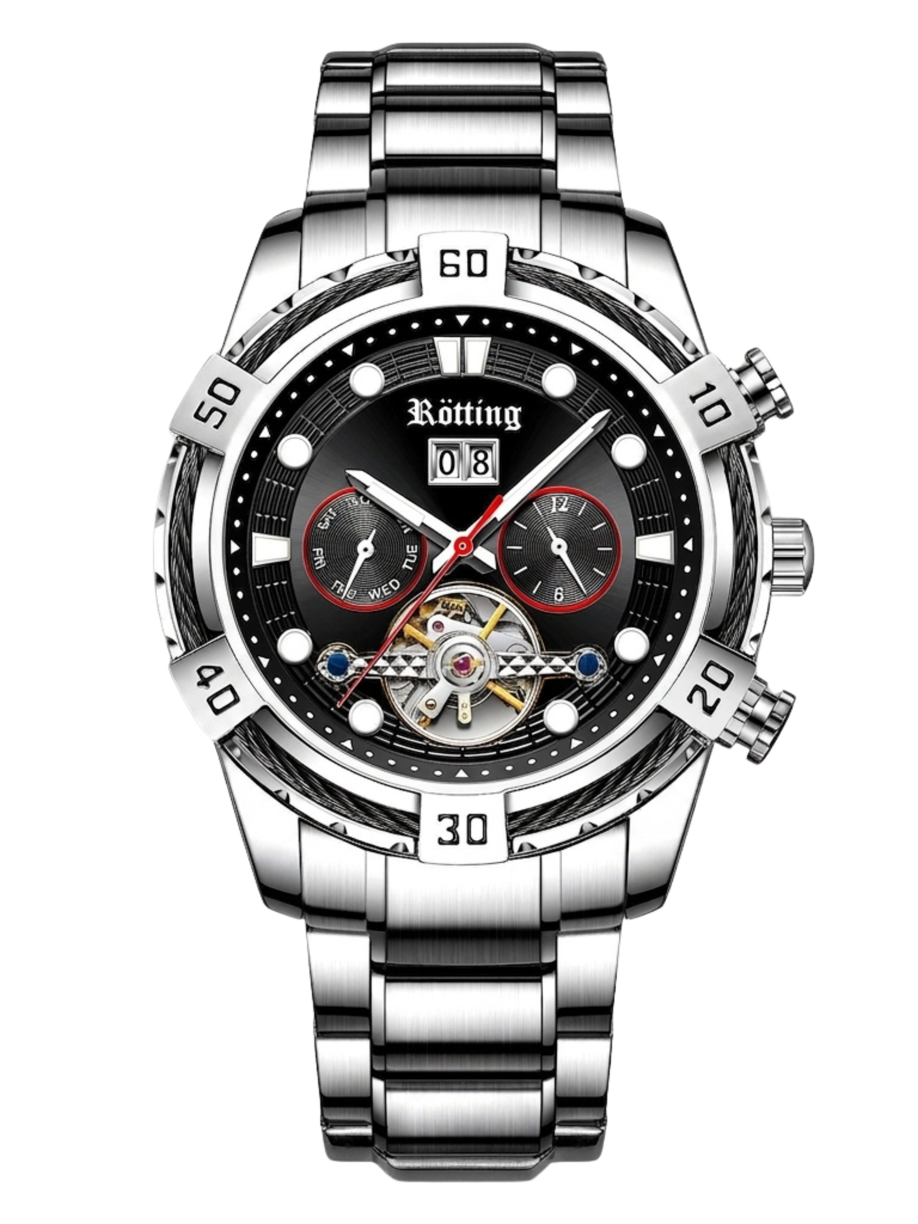 Automatikuhr Herrenuhr Männeruhr Edelstahl schwarzes Ziffernblatt