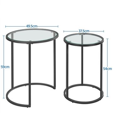 Yaheetech Beistelltisch 2er Set Satztische rund, Glas, 49,5x59cm DxH