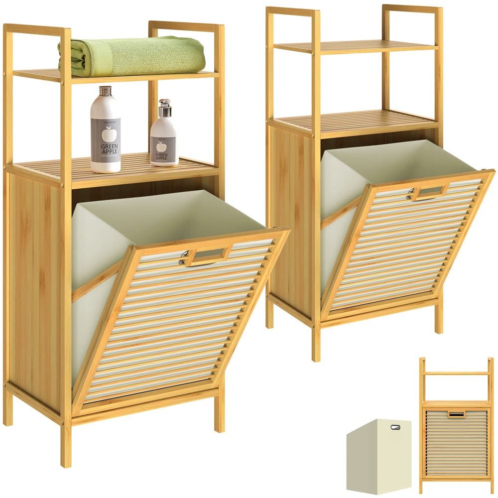Casaria Wäschekorb (2 St), Badregal Bambus günstig online kaufen
