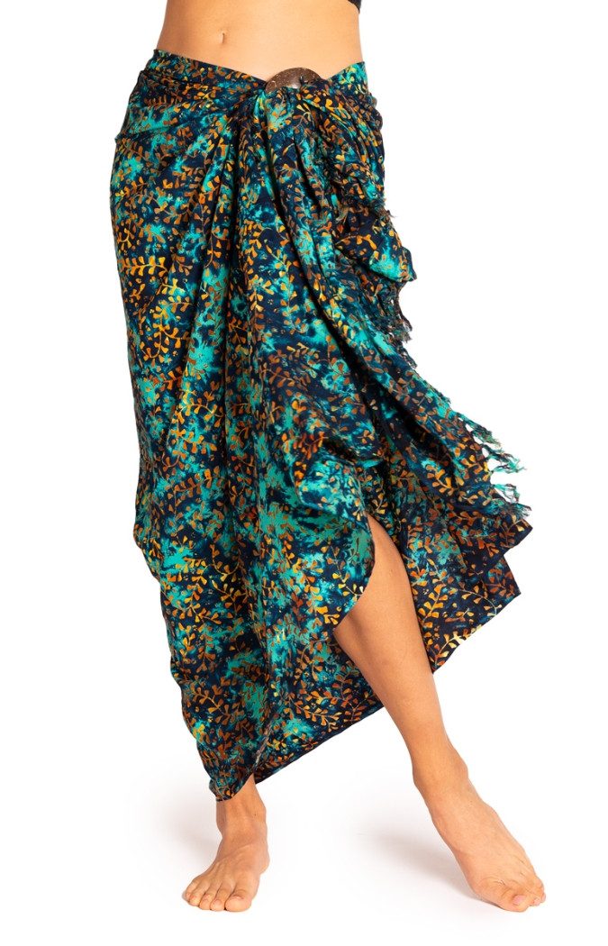 PANASIAM Sarong Pareo Tuch blickdicht Blautöne aus Viskose - Strandtuch & Wickelkleid, Viskose, Wickelrock - Bikini Cover-up - großes Schultertuch für Damen & Herren