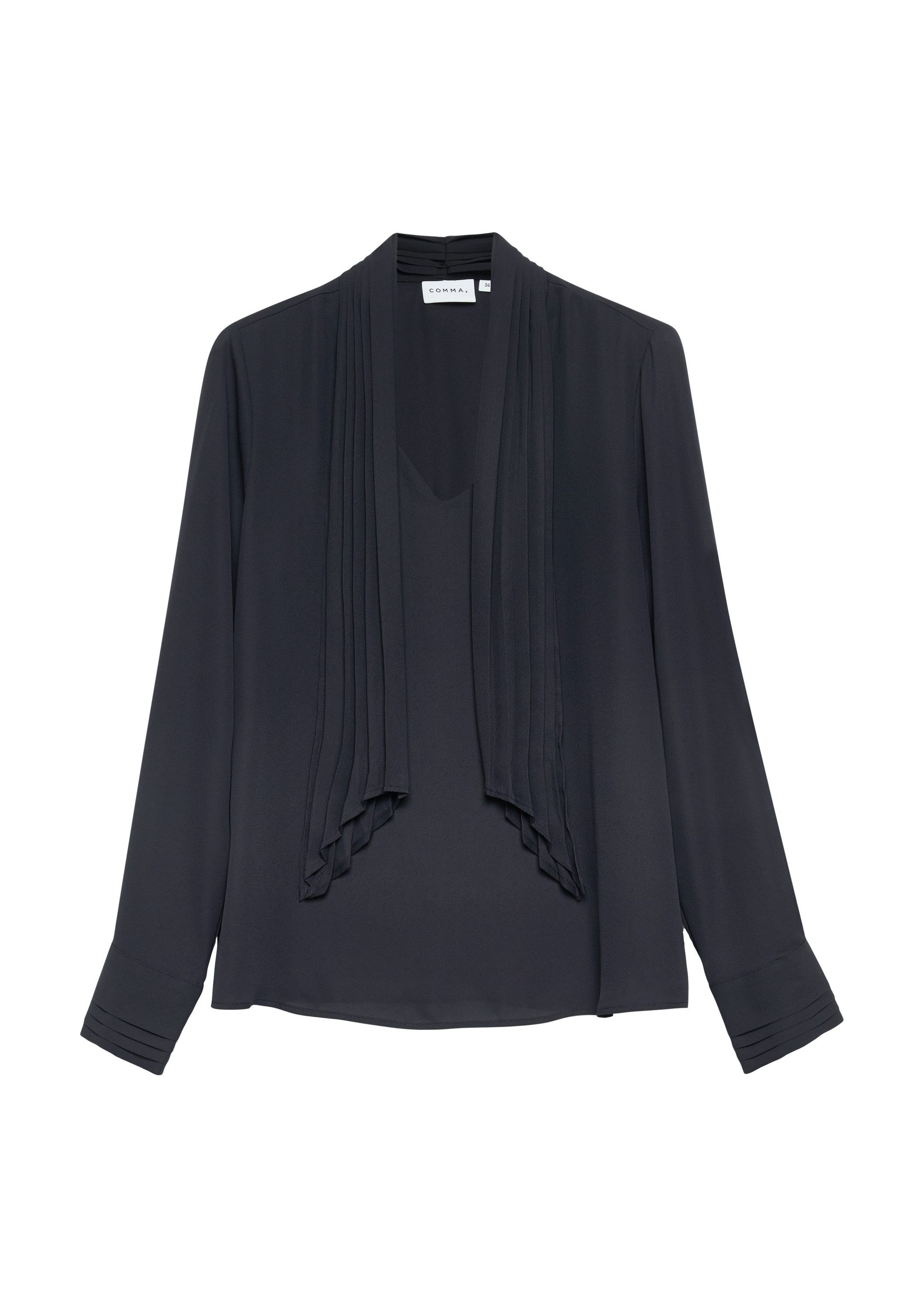 comma Langarmbluse Bluse Chiffon-Bluse mit plissierter Schluppe