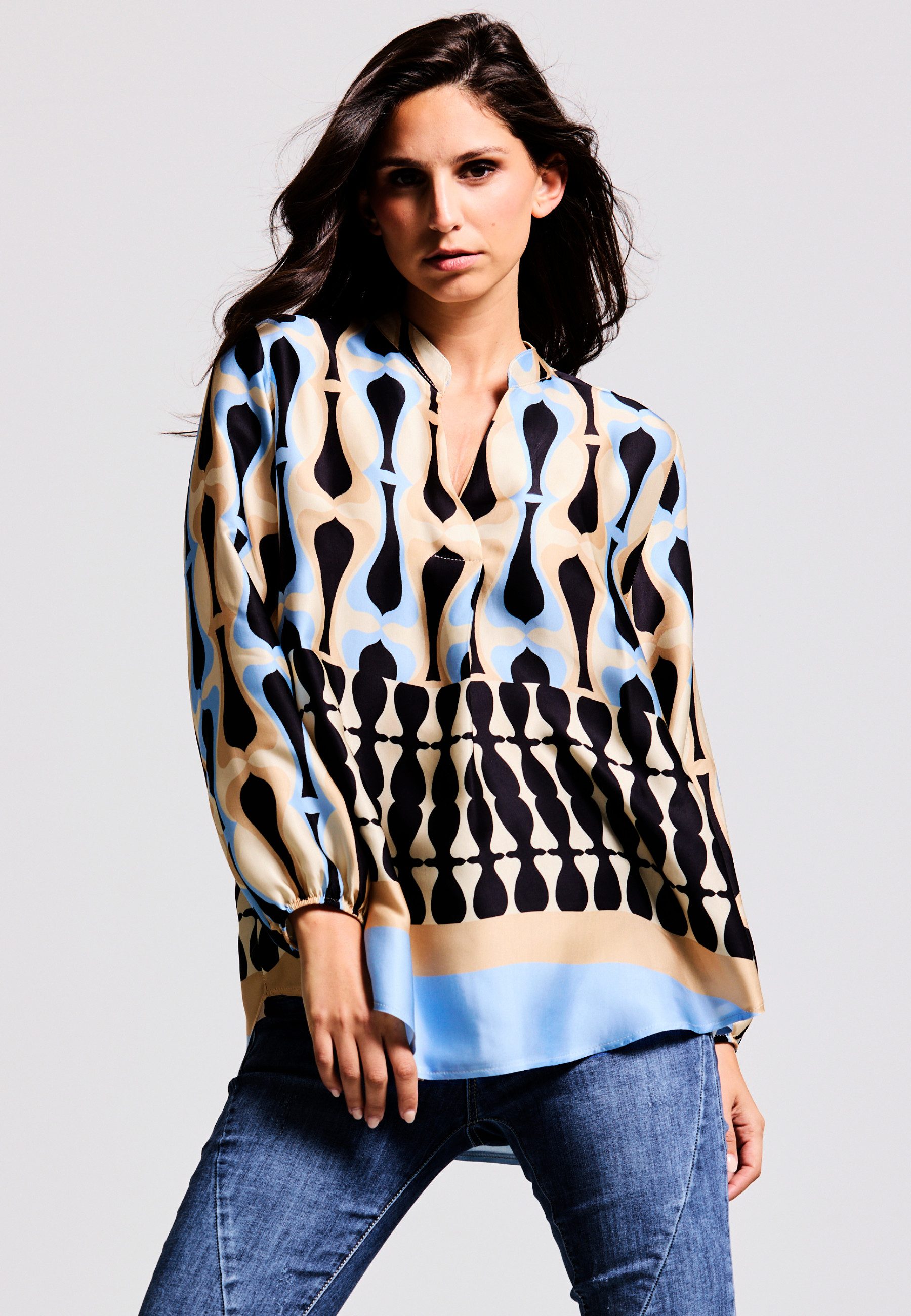 Andijamo-Fashion Satinbluse COOL BLUE Mattglanz günstig online kaufen