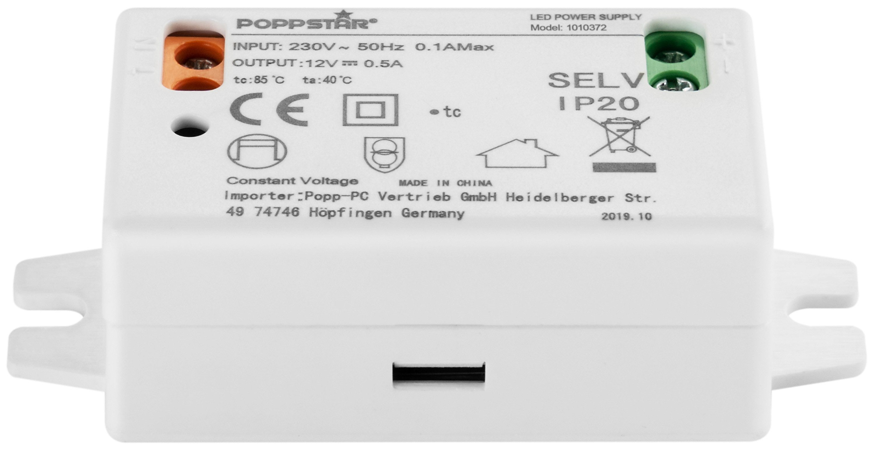 Poppstar LED Transformator 230V AC / 12V DC 0,5A 6W LED Trafo (für LED Leuc günstig online kaufen
