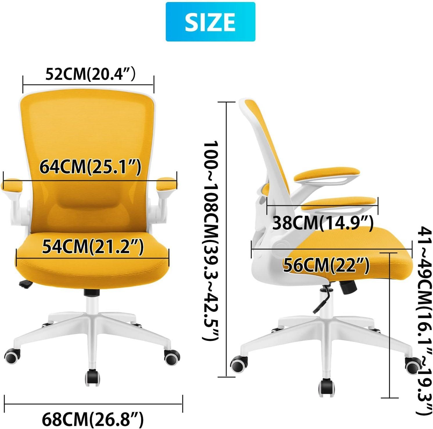 ergonomisch: KERDOM (Bürostuhl mit mit Bürostuhl, Klappbaren Sitz), Bürostuhl verstellbarem Ergonomischer Schreibtischstuhl Schreibtischstuhl Armlehnen