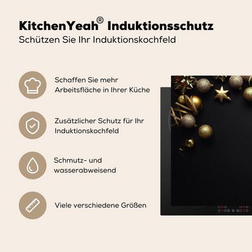 MuchoWow Herdblende-/Abdeckplatte Weihnachten - Dekoration - Gold, Vinyl, (1 tlg), 76x51 cm, Ceranfeldabdeckung für die küche, Induktionsmatte