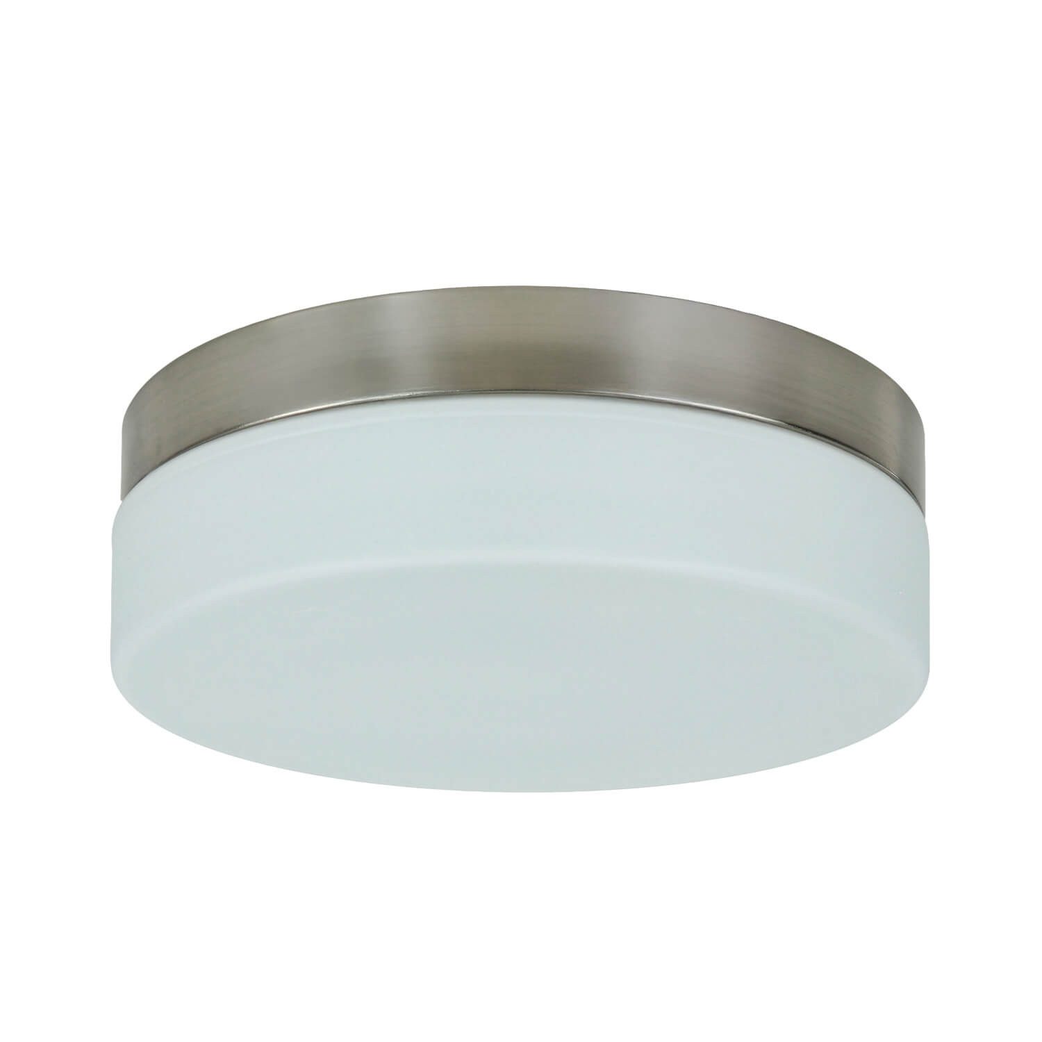 Licht-Erlebnisse Deckenleuchte KASAI, ohne Leuchtmittel, Deckenlampe Badezimmer Glas Nickel Mann rund 29 cm