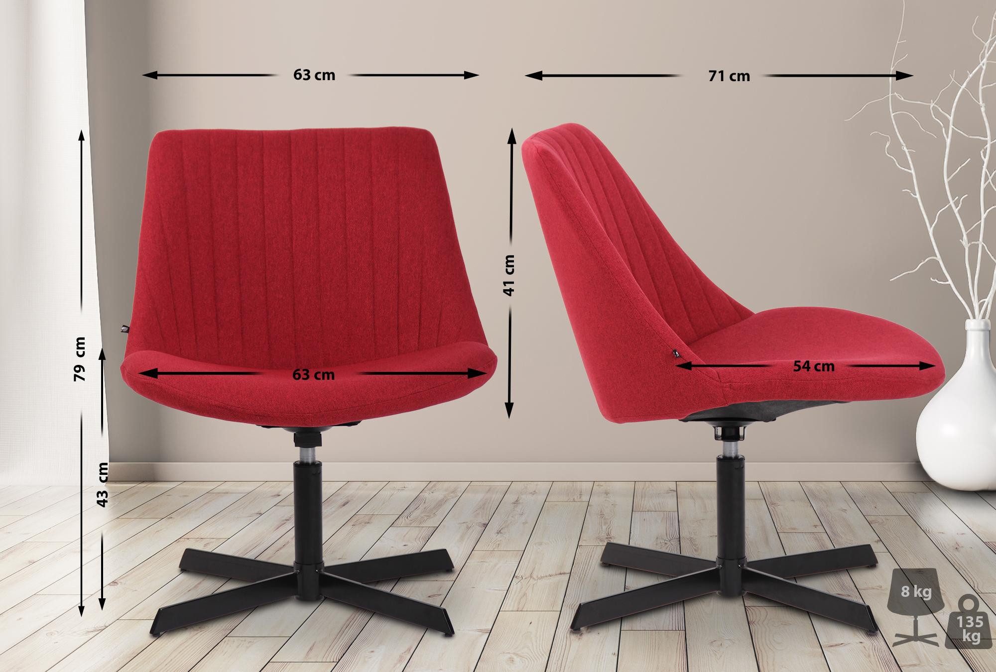 CLP Loungesessel Granby, Polsterstuhl, Rückenlehne und Metallgestell