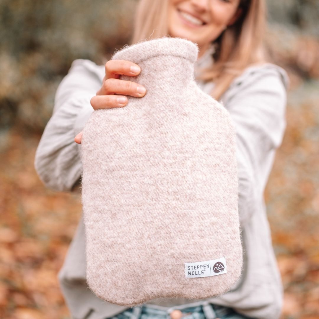 Steppenwolle Wärmflasche ALPS, (Grau), Wärmflaschenbezug aus echter Wolle (ohne Flasche)