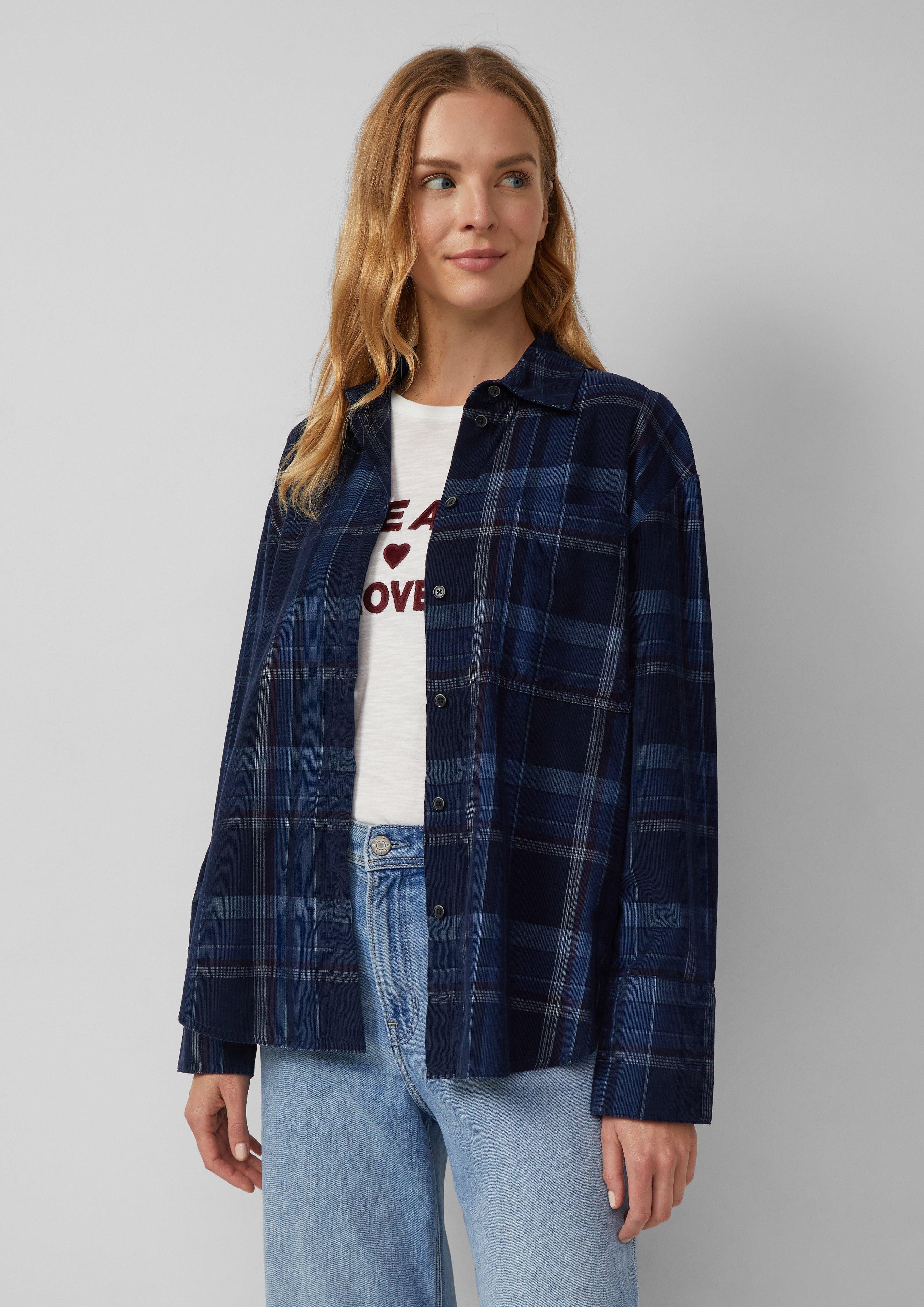 s.Oliver Langarmbluse Karierte Feincord-Bluse im Relaxed günstig online kaufen