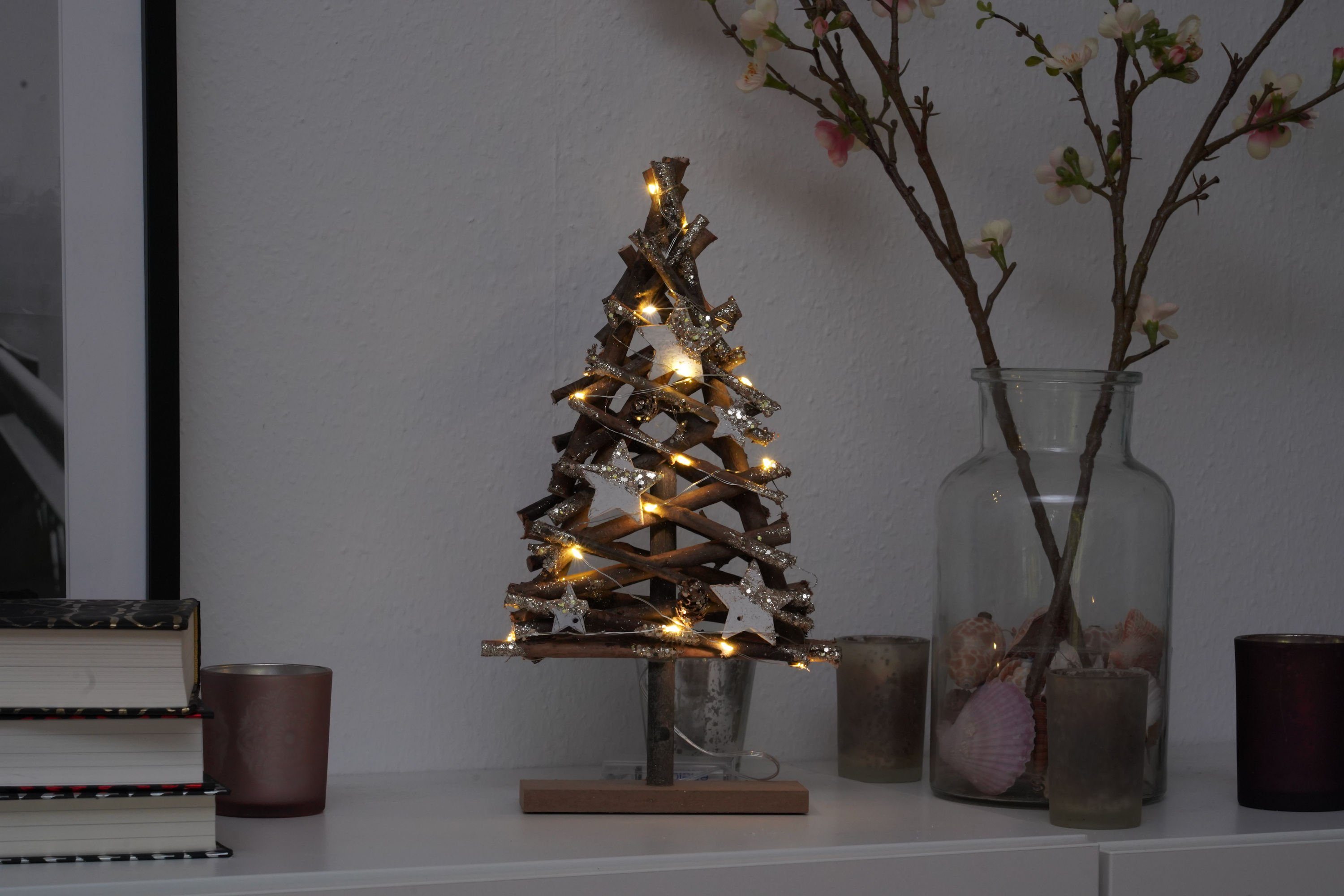 Spetebo LED Dekolicht Holz LED Weihnachtsbaum 37 cm im Naturlook, 2, LED, w günstig online kaufen