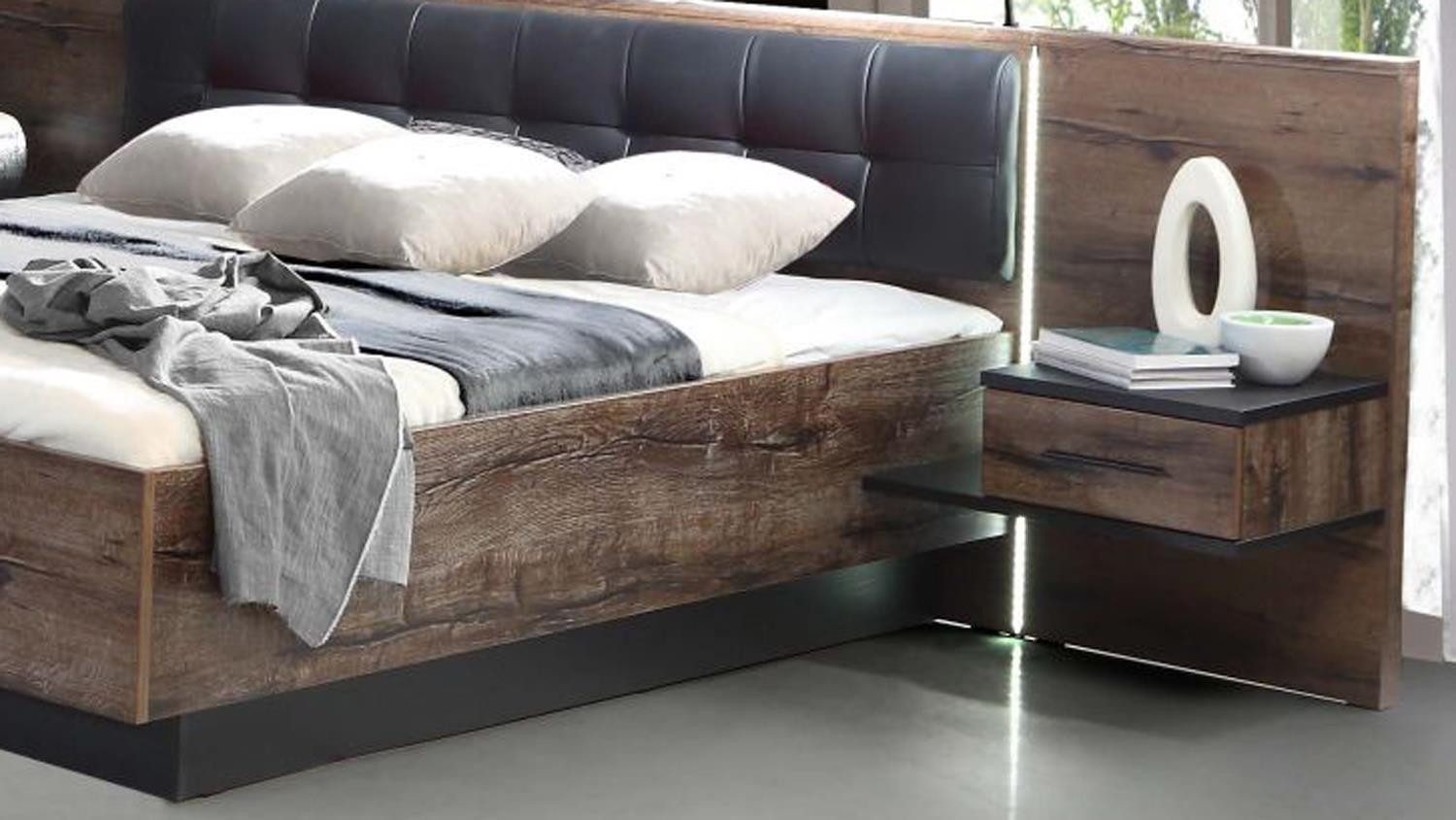 FORTE Schlafzimmer-Set Schlafzimmerset Bellevue 3 Schwarzeiche und Schlammeiche