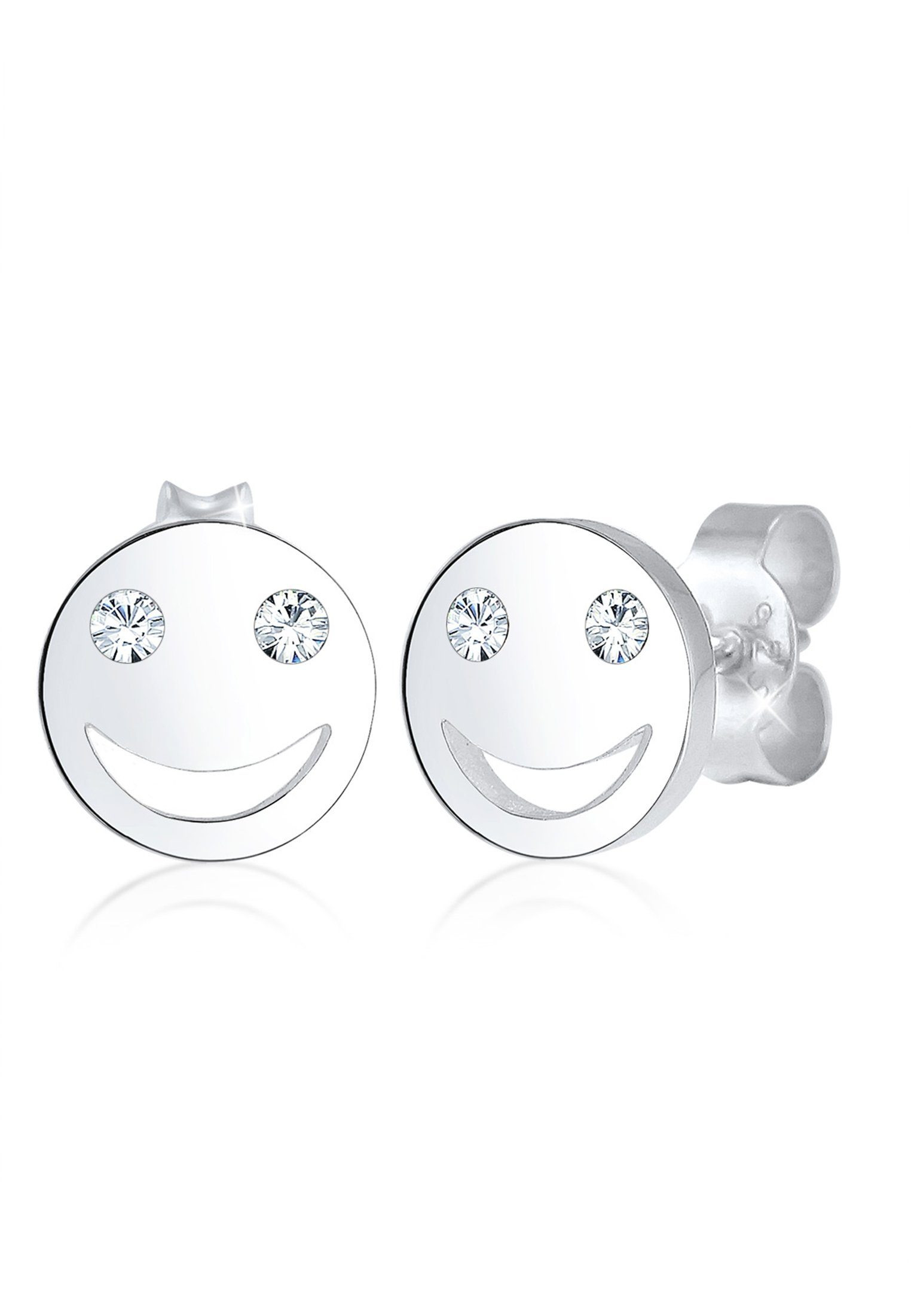 Bild von Elli Paar Ohrstecker Smiley Face Emoji Kristalle 925 Silber