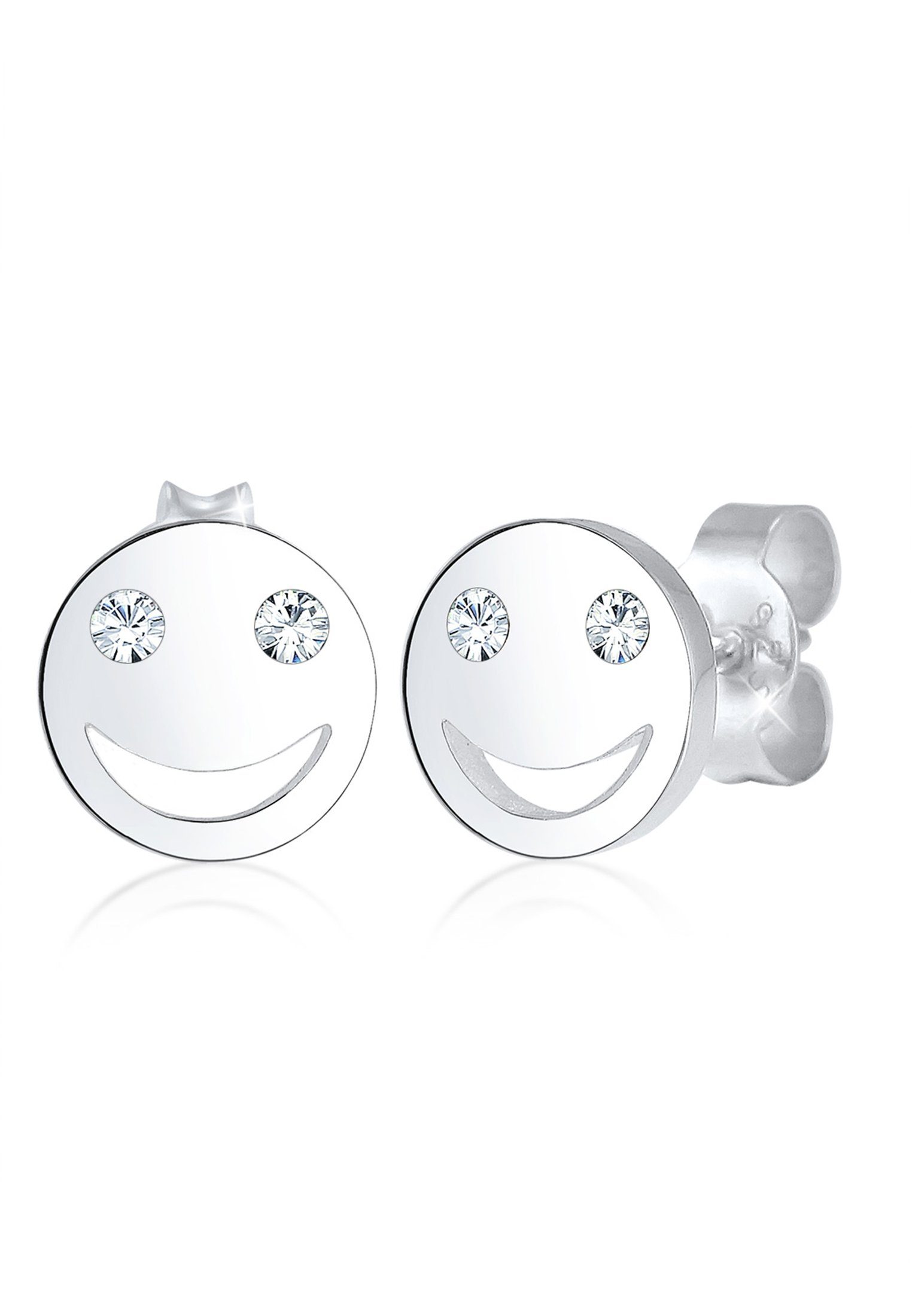 Elli Paar Ohrstecker mit Smiling Face Kristalle 925 Silber