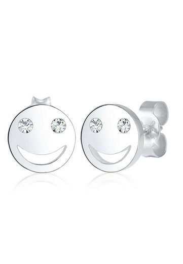 Elli Paar Ohrstecker »Smiley Face Emoji Kristalle 925 Silber«