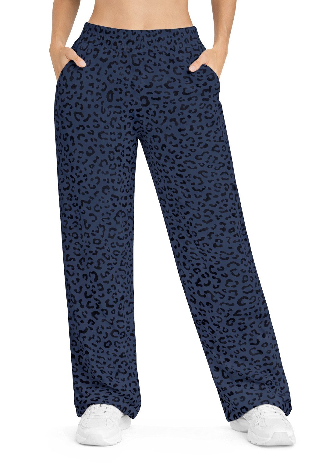 Smilodox Jogginghose Leora, Oversize Jogger Damen, Leo-Print Hose mit Tunnelzug & Taschen Leo-Print, Elastischer Bund, Verstellbare Beine, Seitentaschen