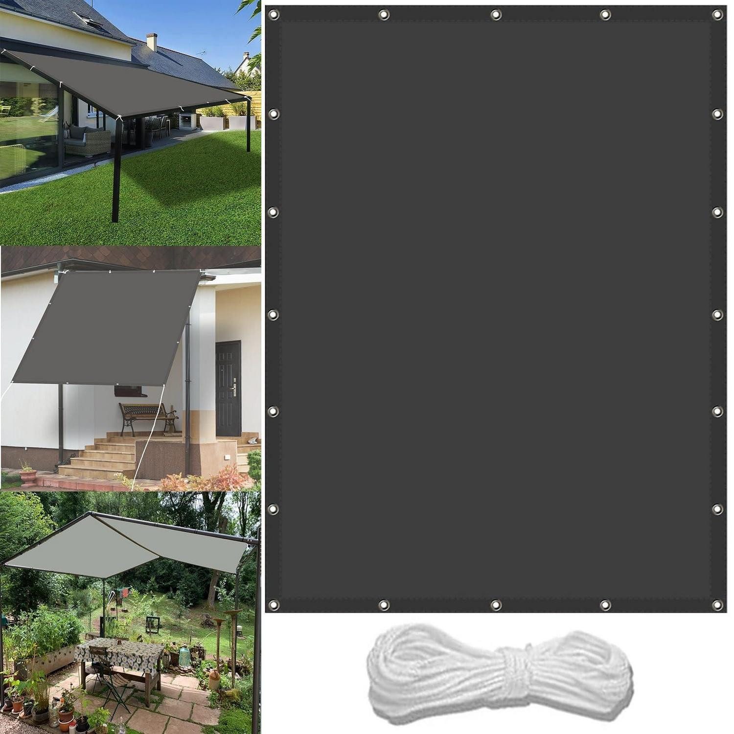 LuxusKollektion Sonnensegel Gartenueberdachung Dunkelgrau 1.2x1.6m Wasserdicht