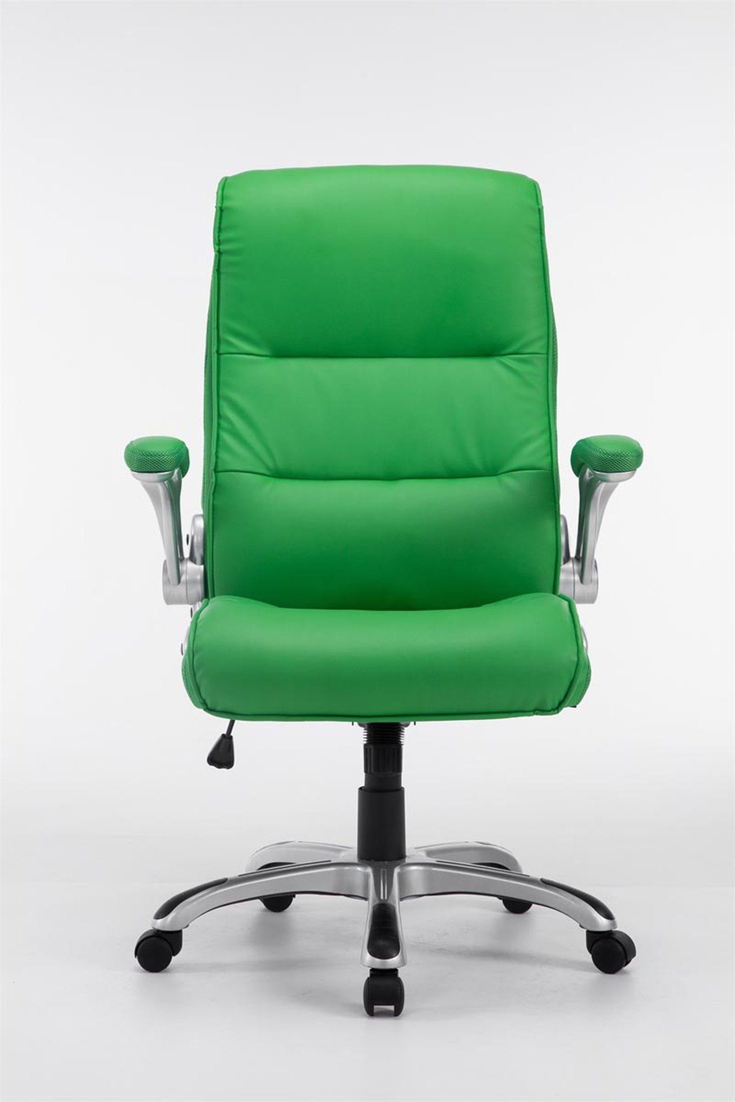 TPFLiving Bürostuhl Vila Chefsessel, grün ergonomisch geformter (Schreibtischstuhl, Bürostuhl bequemer silber Rückenlehne Drehstuhl, XXL), Sitzfläche: Kunststoff Kunstleder mit Gestell: 