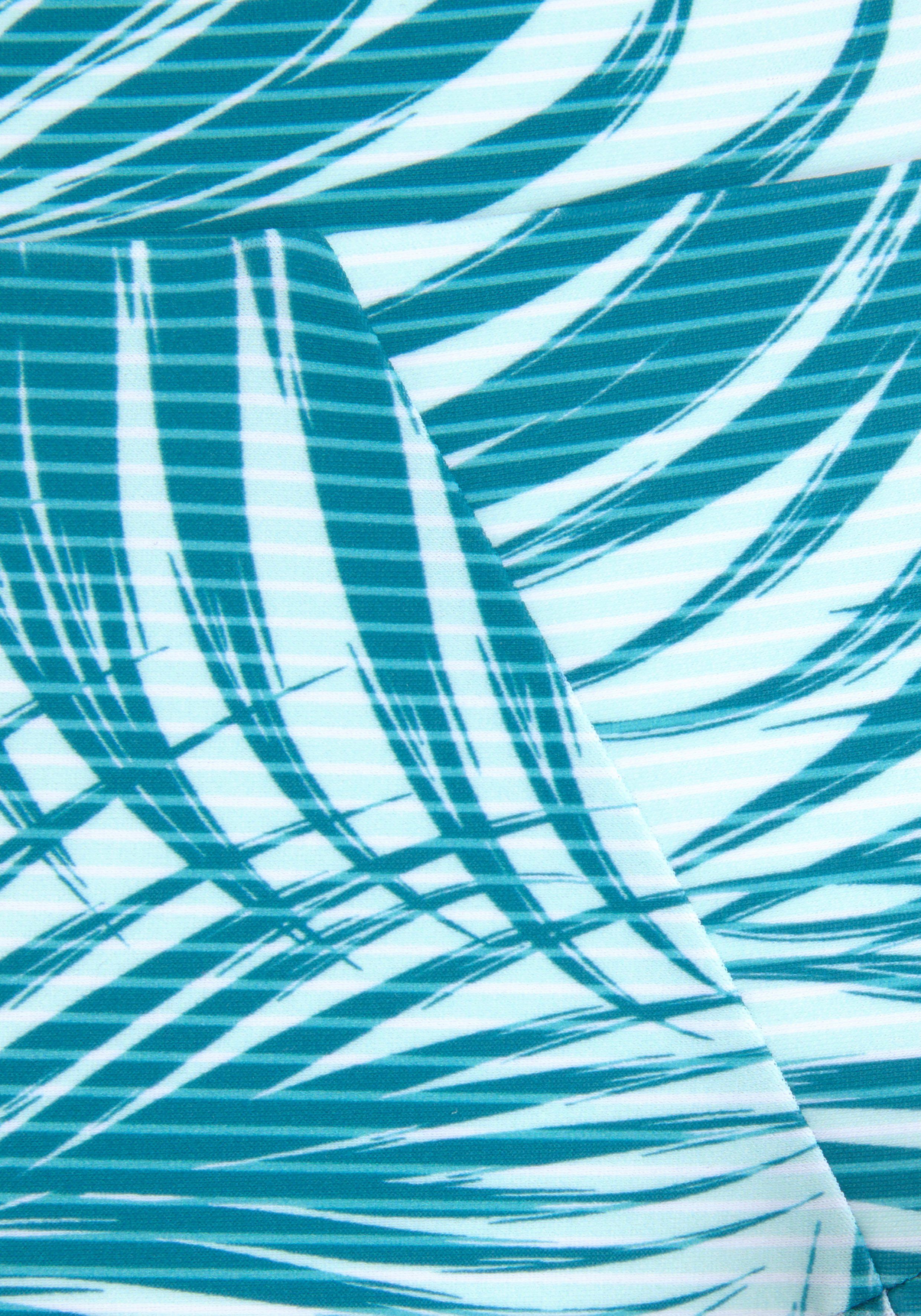 LASCANA ACTIVE Highwaist-Bikini-Hose Coal im Mustermix aus Palmen und Streifen