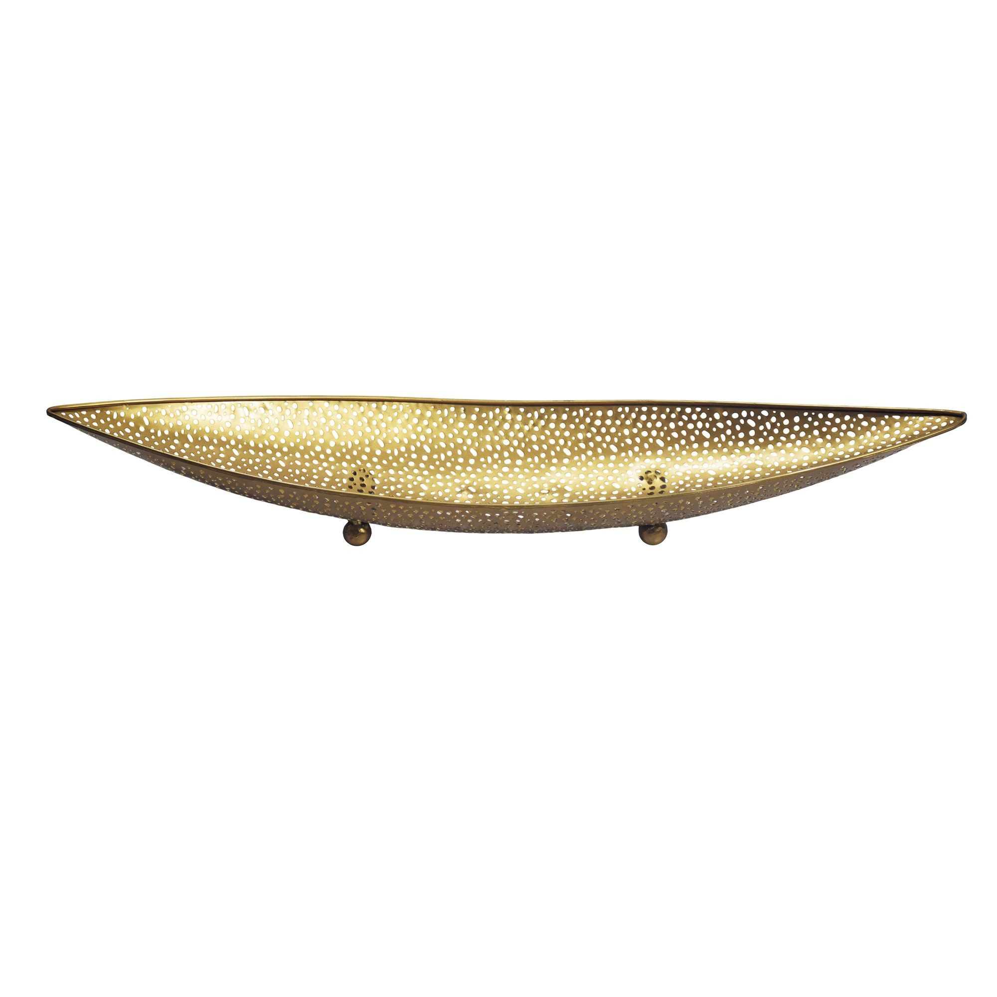 Wohnling Obstschale WL7.662 Früchtekorb Metall Gold 60cm Dekoschale Obstkorb Oval, Metall, (Schöner Früchtekorb in schicker Lochoptik), Länglicher Dekoteller aus lackiertem Eisen