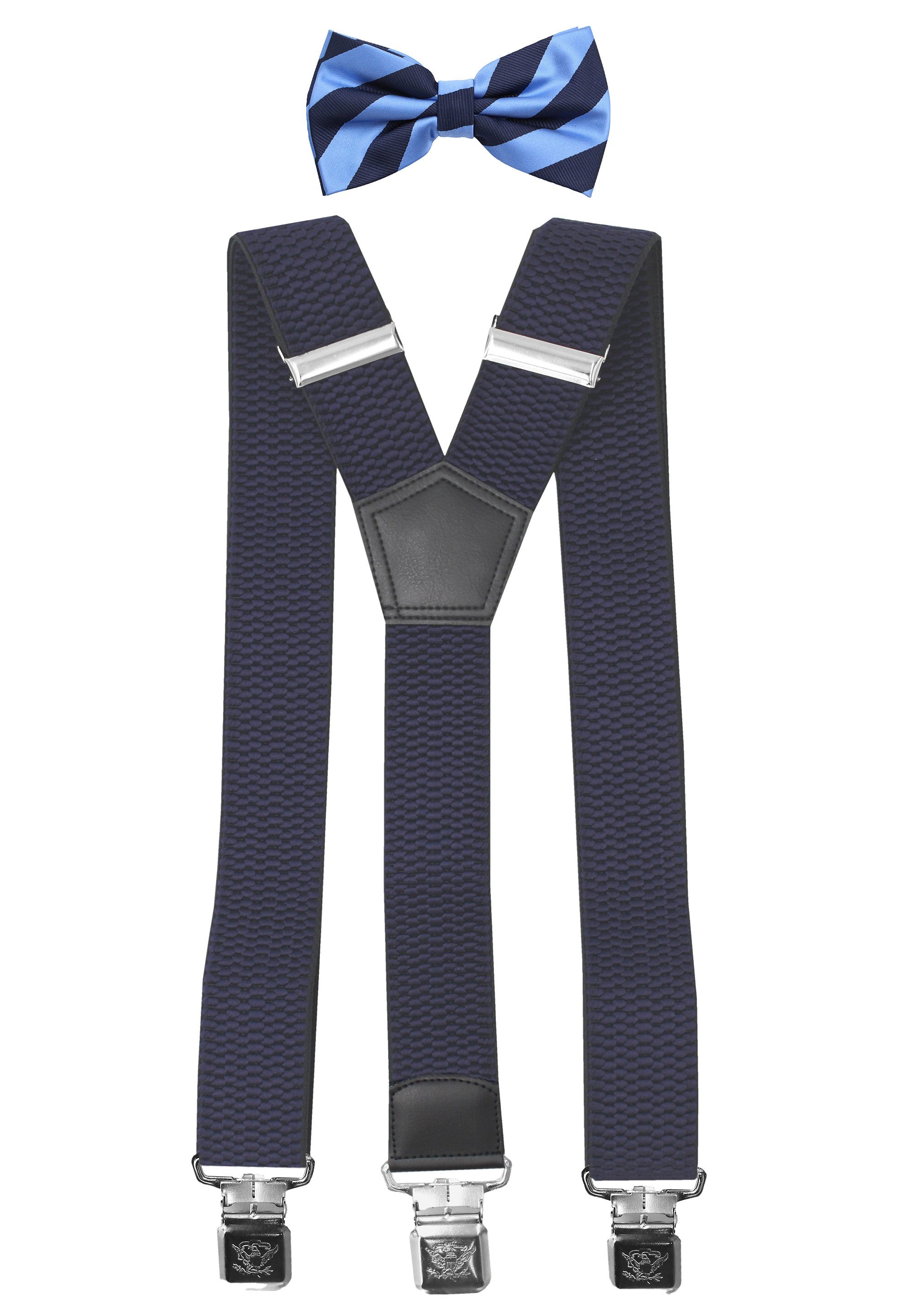 Hosenträger mit passender Fliege als Set 4cm Y-Form für Herren