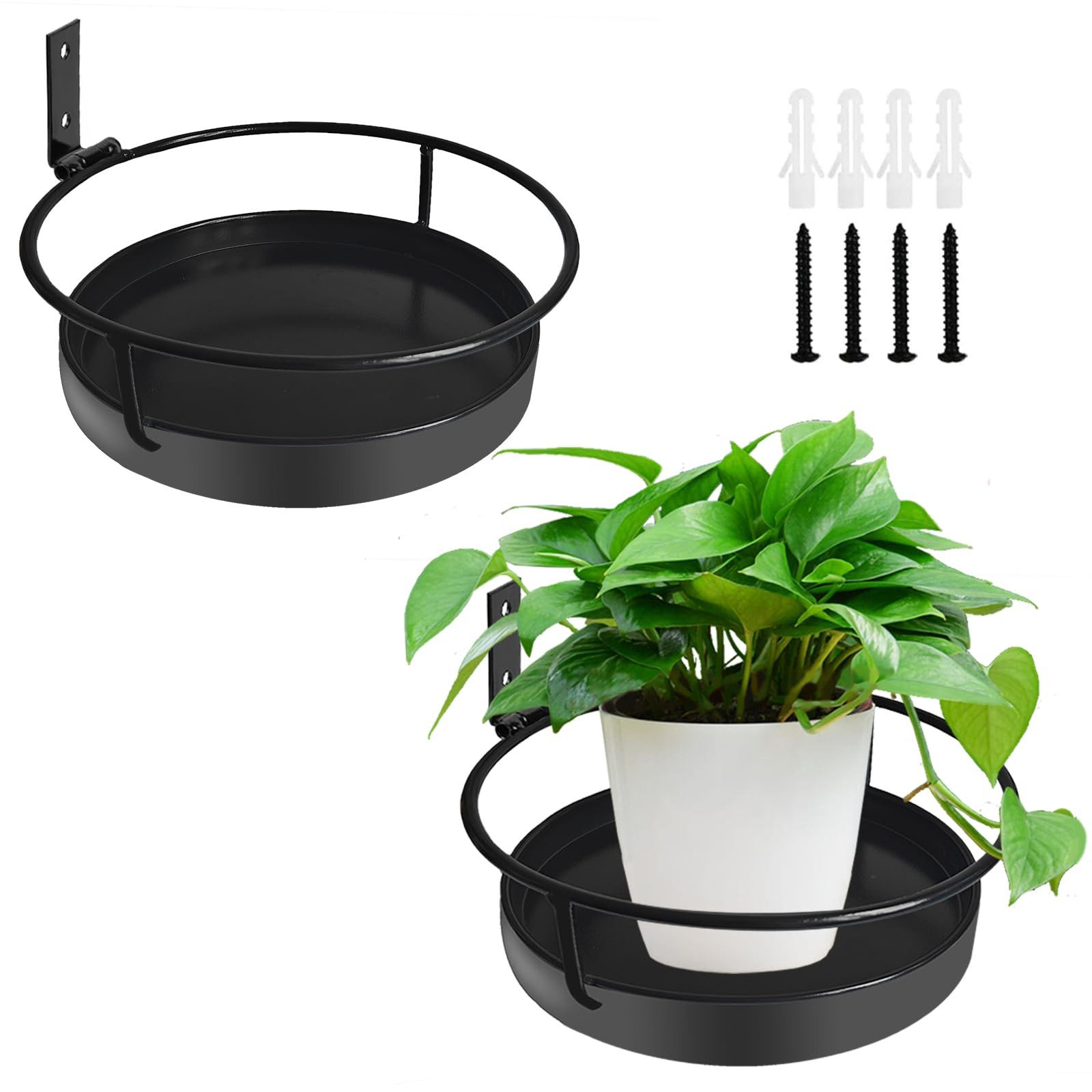 Agger Pflanzentreppe Wandmontiertes Pflanzenregal, Wandregal aus Metall für Blumentöpfe, 2-teiliges Set,geeignet für Balkon,Veranda und Schlafzimmerdekoration