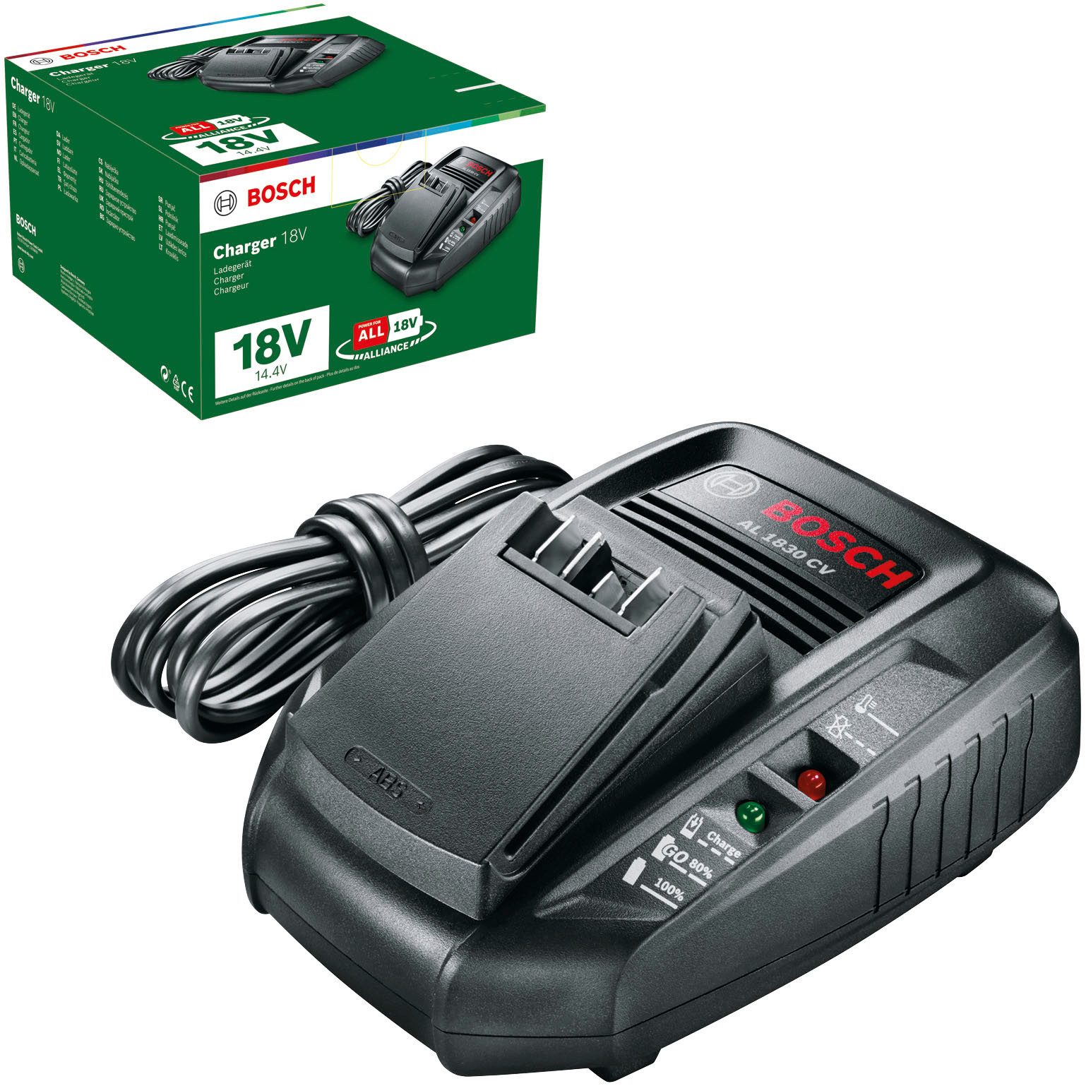 Bosch Home & Garden »AL1830 CV« Batterie-Ladegerät (Laden aller POWER FOR ALL-Akkus mit 14,4 V oder 18 V)