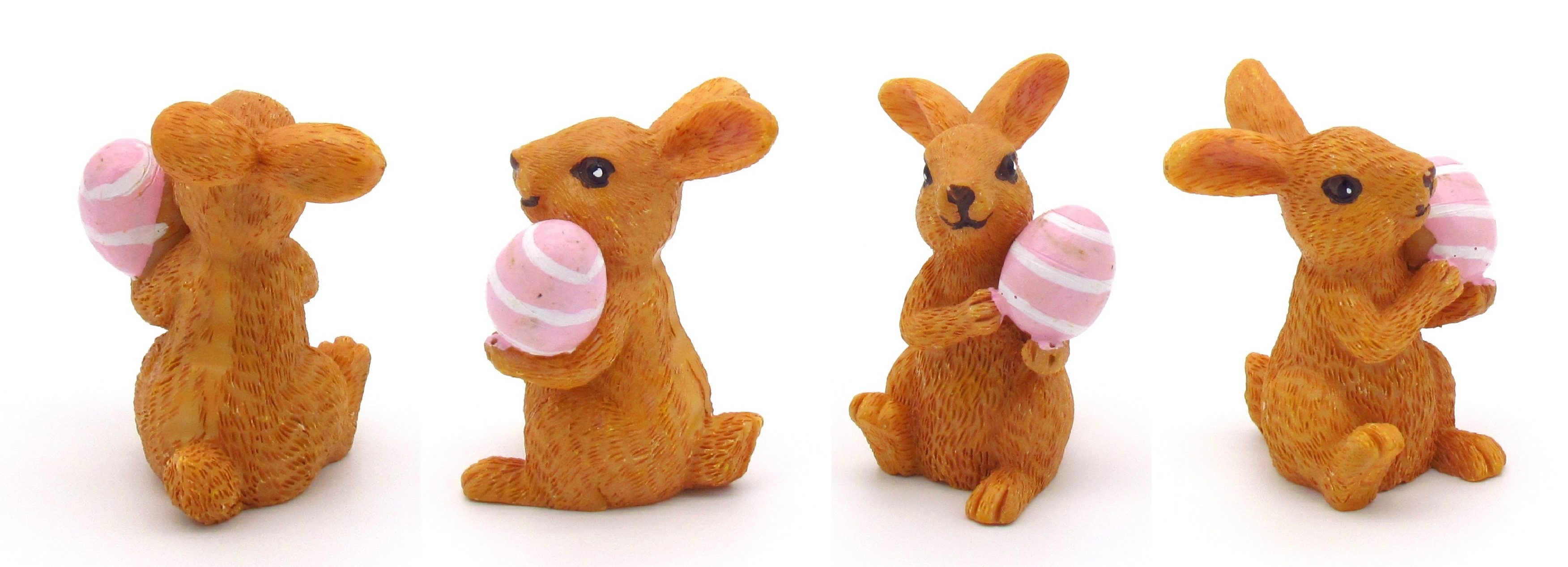 steinwohn Osterfigur 2er Set Osterhasen mit farbigem Ei Dekofiguren 7,5 x 6,7 x 4,7cm, Osterdekoration aus feinstem Kunstharz für Innen und Außen