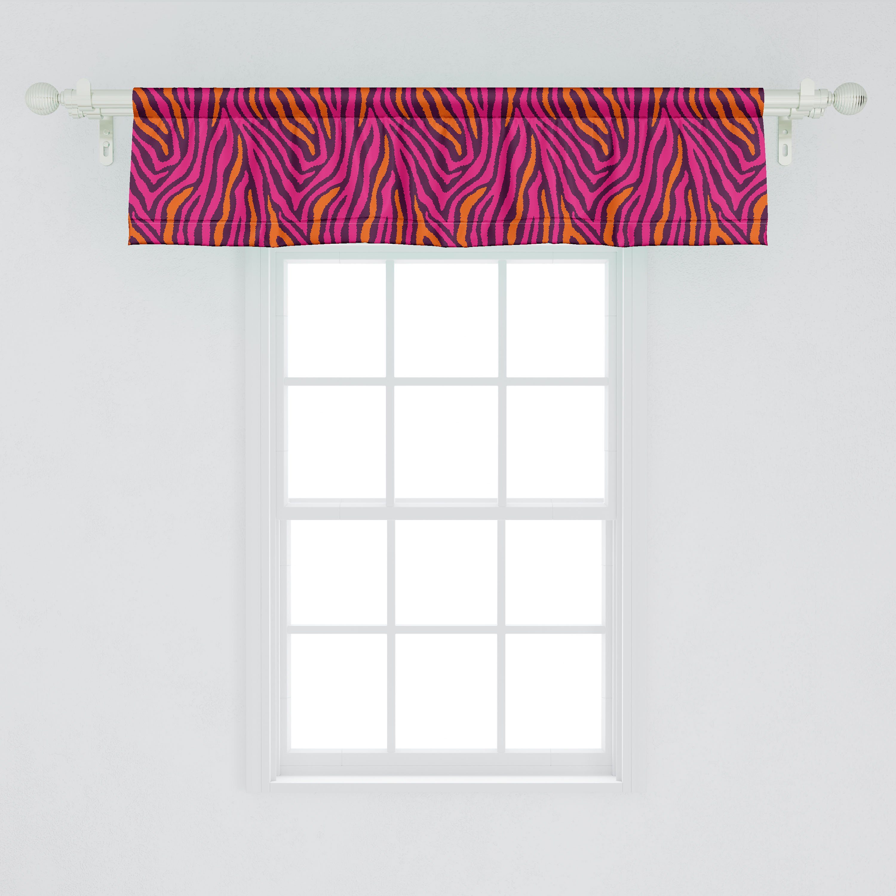 Zebra-Muster-Streifen-Design für mit Küche Safari Microfaser, Volant Abakuhaus, Vorhang Dekor Scheibengardine Stangentasche, Schlafzimmer